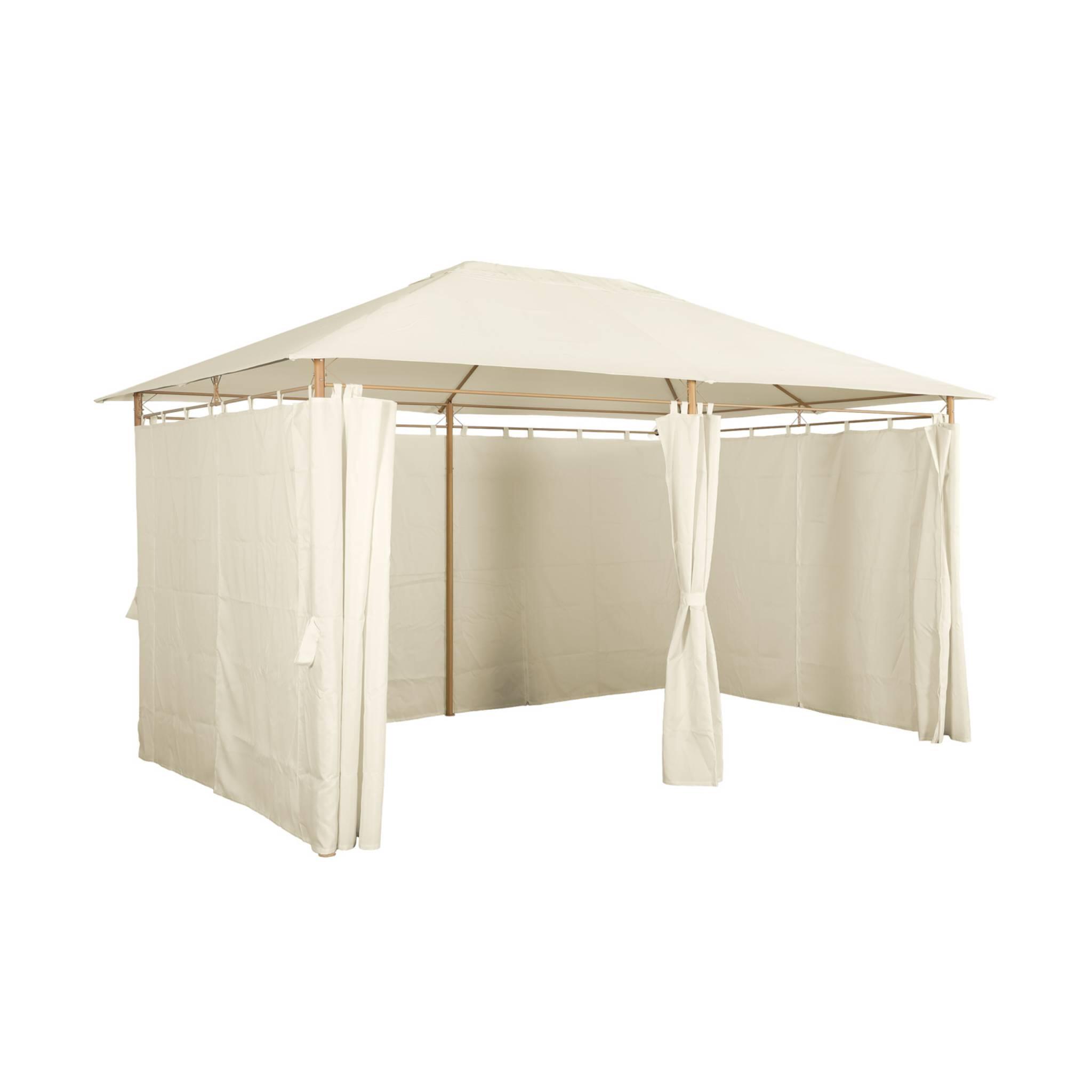 Gazebo de jardín 3x4m con cortinas , Crudo 3/5