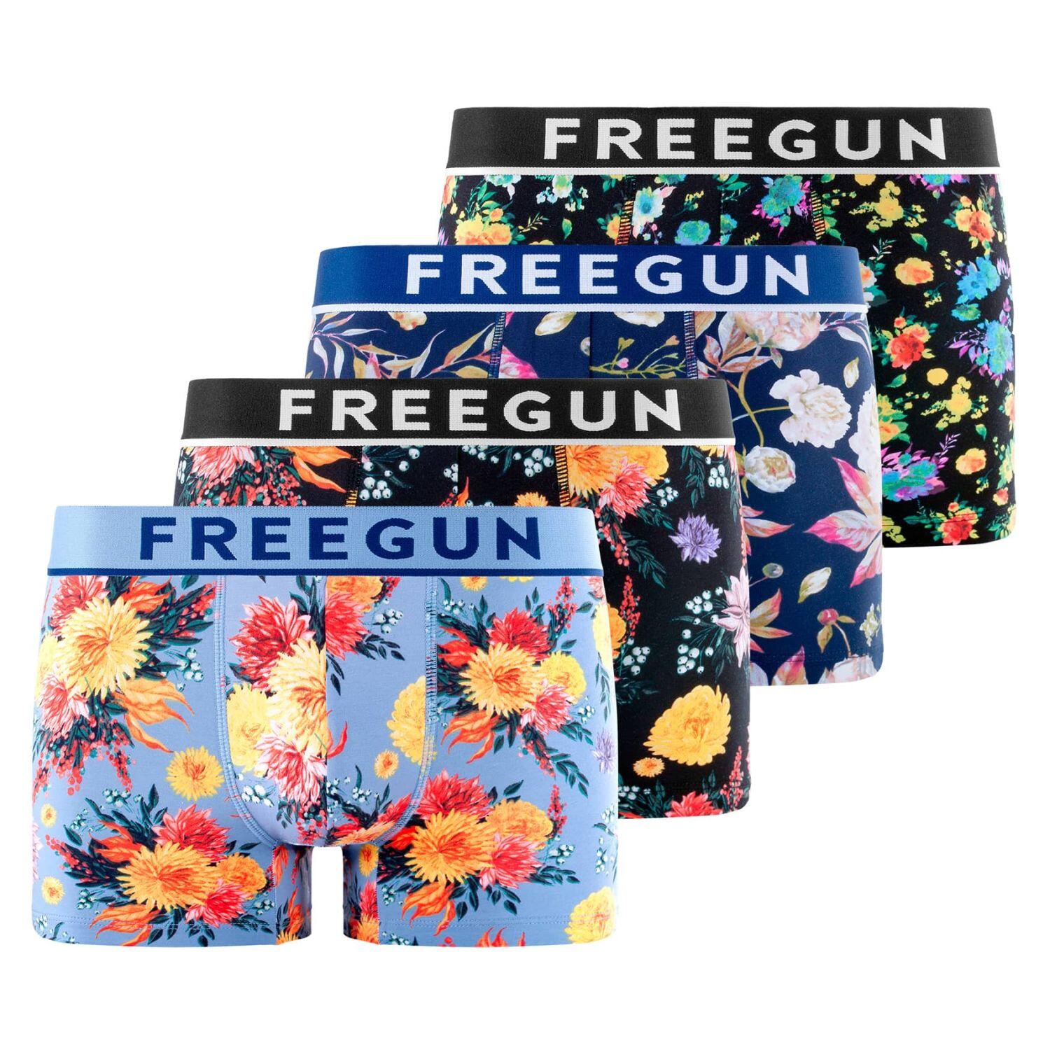 Freegun - Lot De 4 Boxers Homme En Coton Signature Sergio - Caleçon - Bleu - 56 3xl - Decathlon