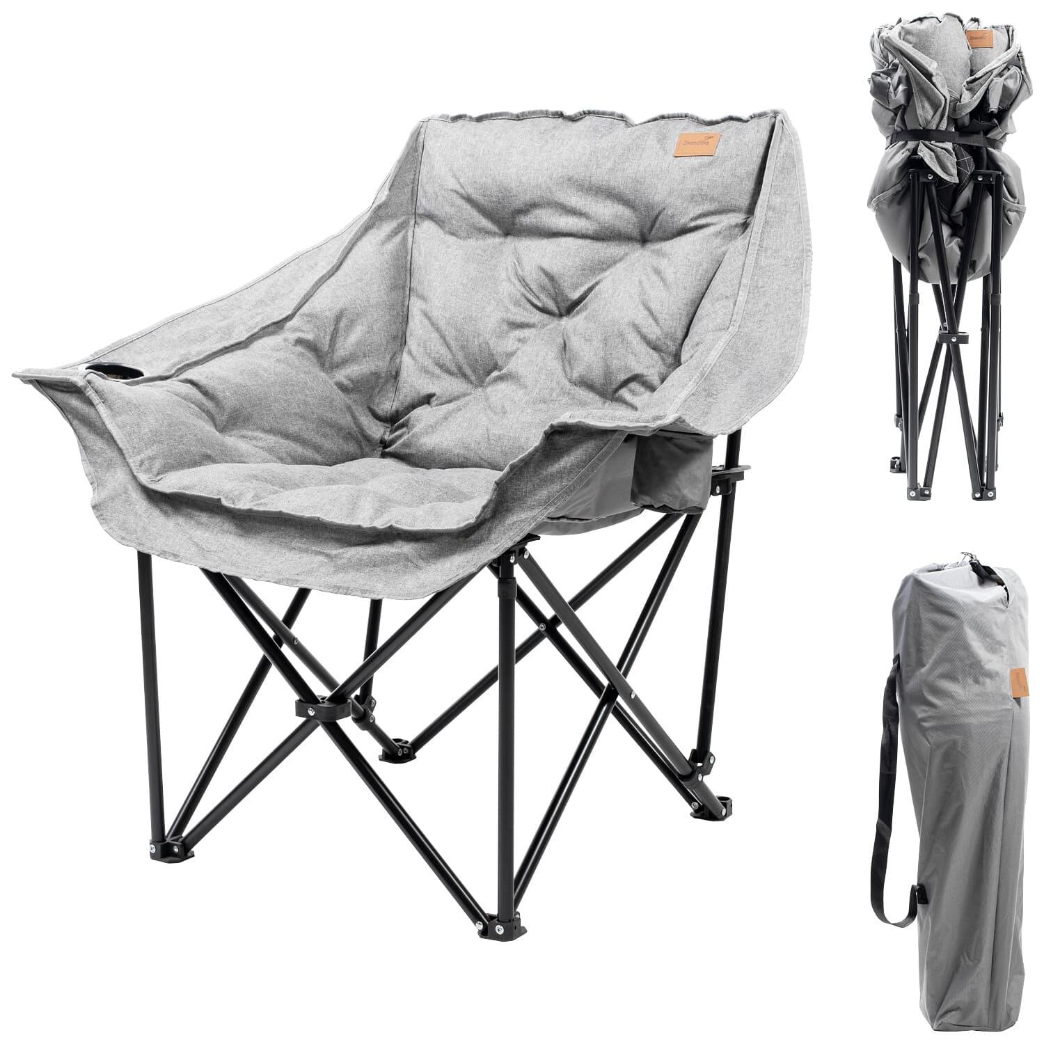 Skandika - Chaise De Camping Xl Aukra - Pliable - Rembourrée - Légère - Sac De Transport - Chaise - Gris - Taille Unique - Decathlon