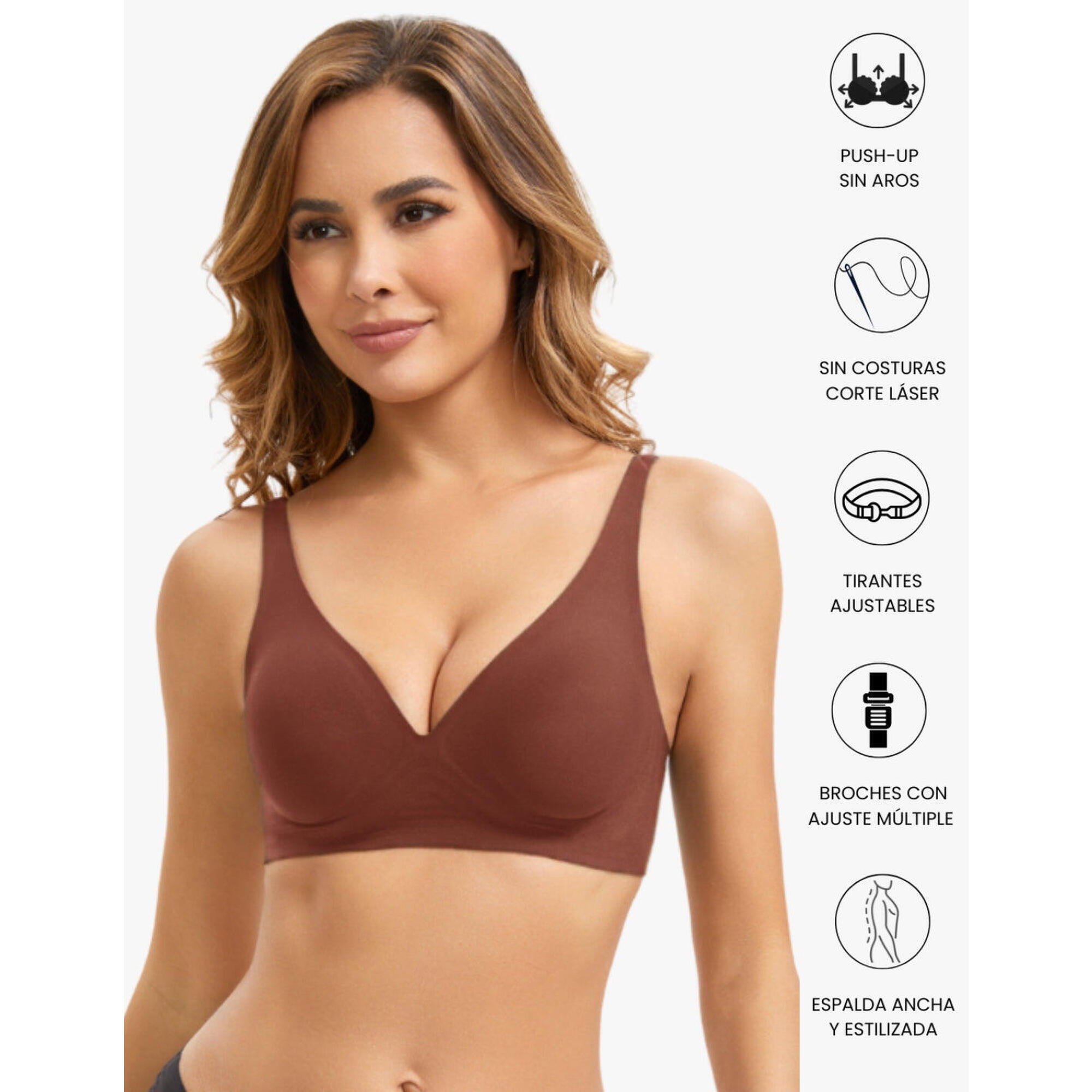 Anaissa - Soutien-gorge À Bords Vifs, Sans Coutures Et Sans Armatures, Effet Invisible. - Soutien-gorge - Marron - 85b - Decathlon