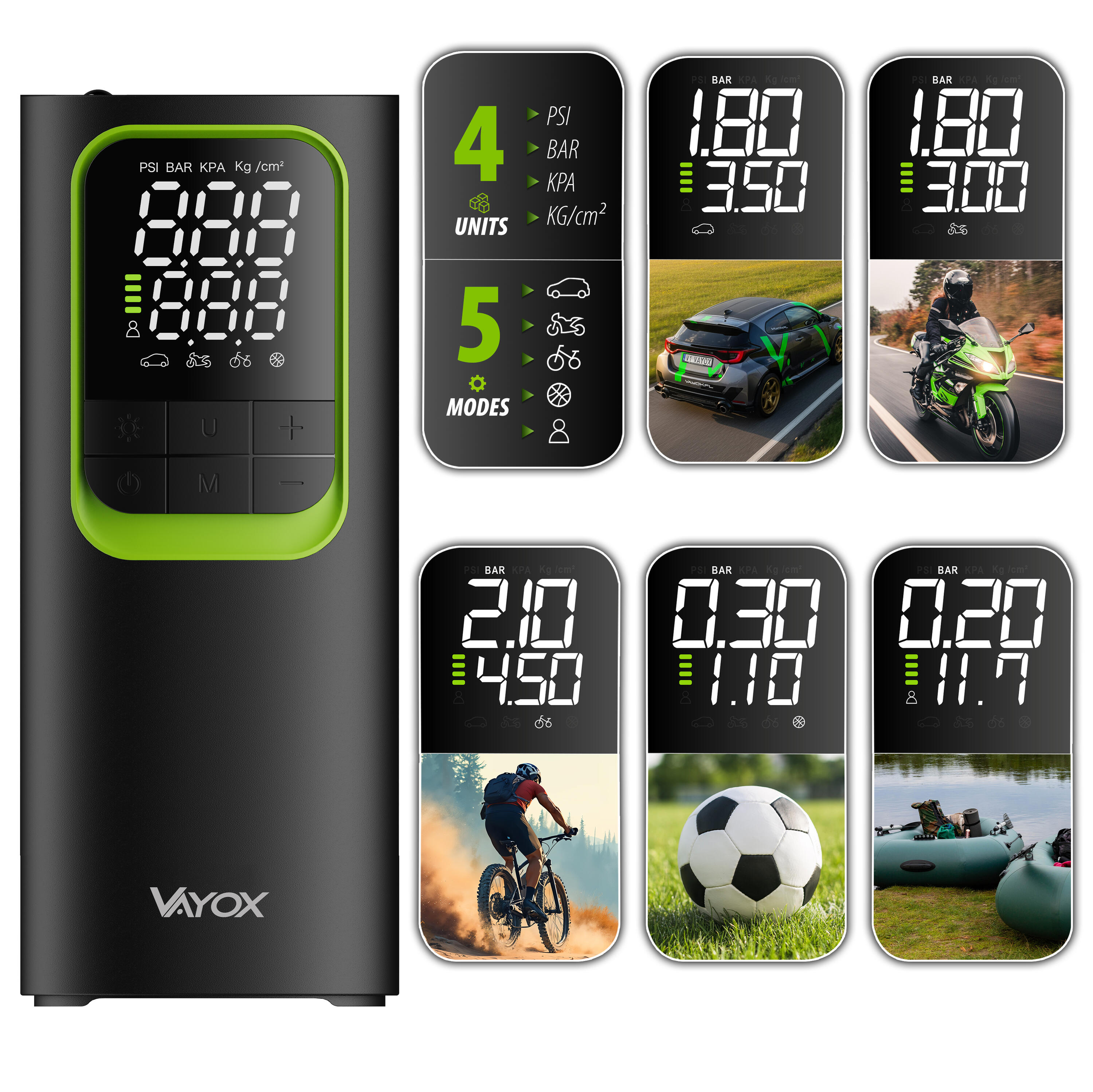 Bomba de bicicleta a bateria Vayox VA0410 8000mAh 10,3BAR powerbank compressor 3/7