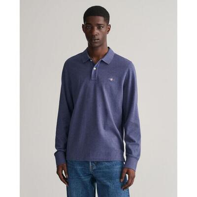 Heren polo shirt gant shield logo donker jeansblauw melange