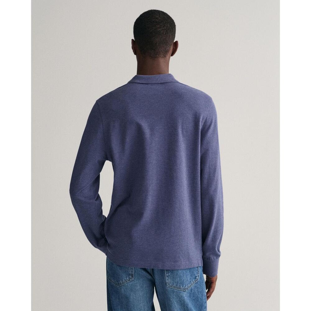 Heren Polo Shirt GANT Shield Logo Donker Jeansblauw Melange 2/5