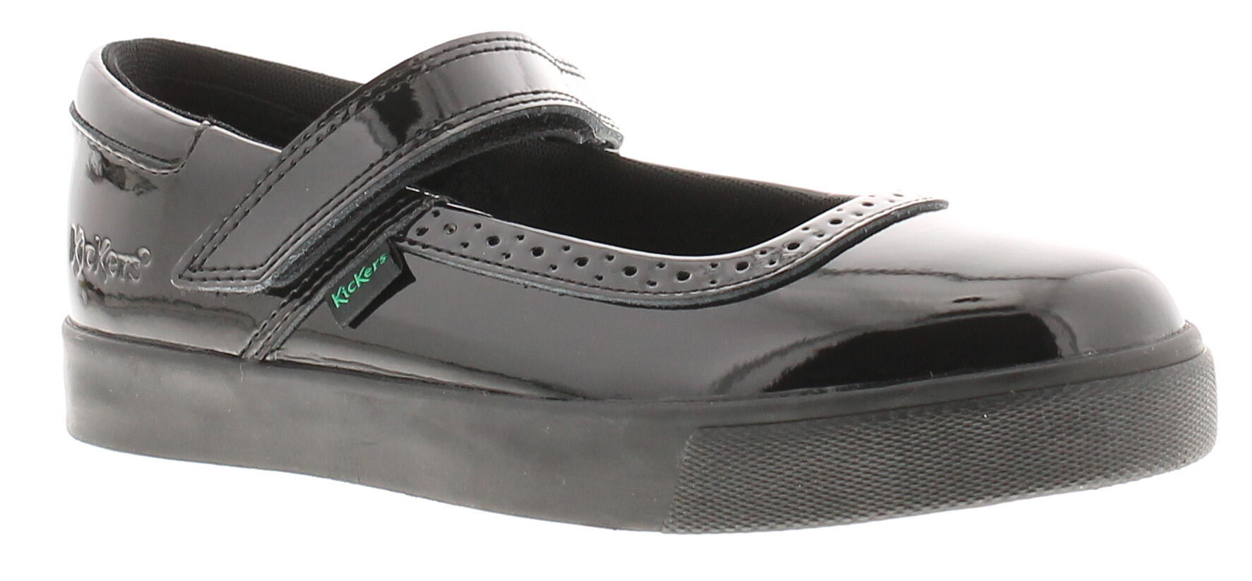 Kickers Girls School Shoes Tovni Brogue mj Touch Fastening black UK ...