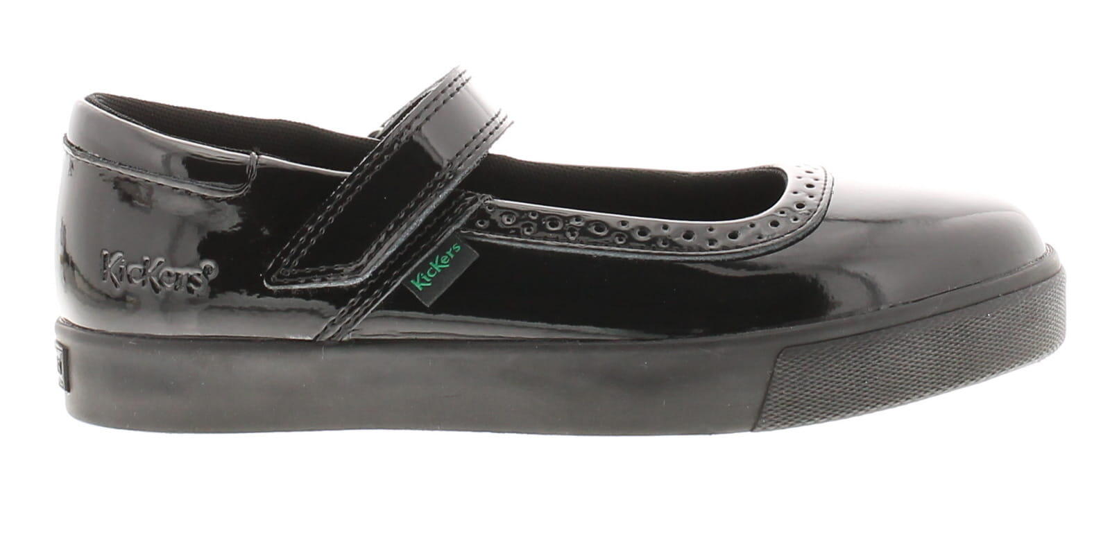 Kickers Girls School Shoes Tovni Brogue mj Touch Fastening black UK ...