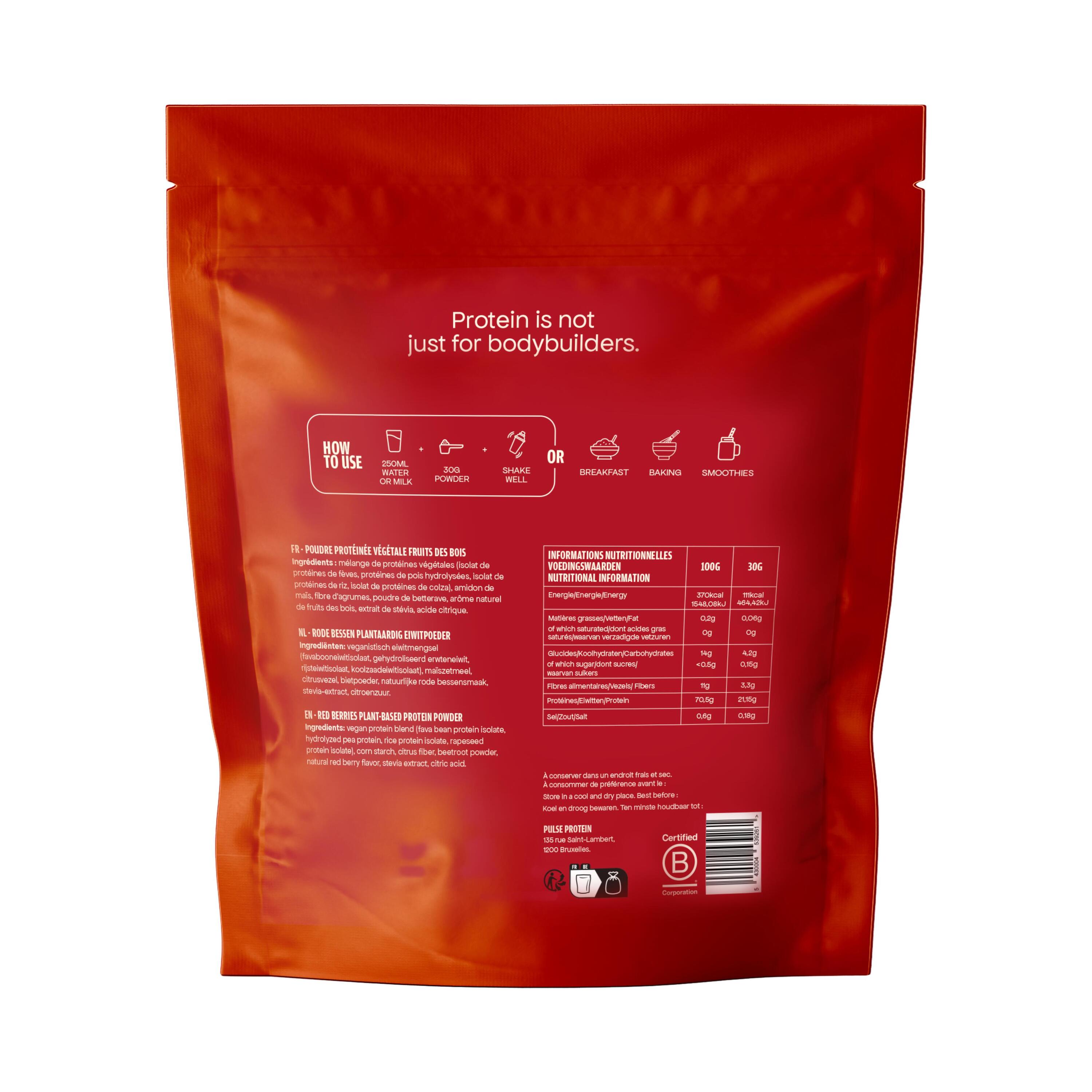 Poudre protéinée vegan fruits rouges 750g 3/4