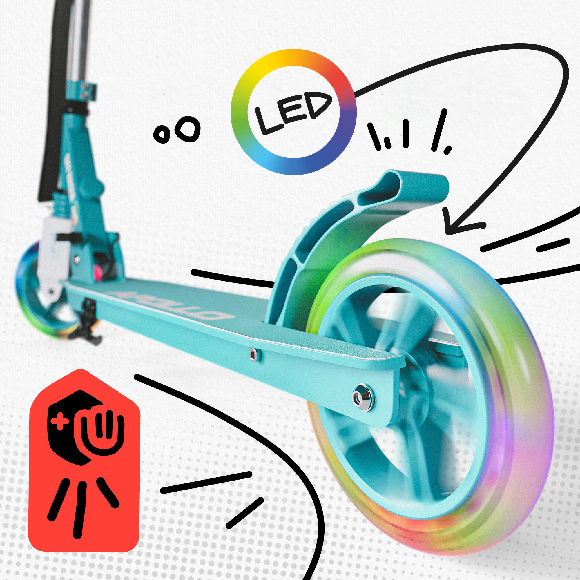 Apollo SkyRacer Trottinette 145 mm à suspension LED pliable 3/7