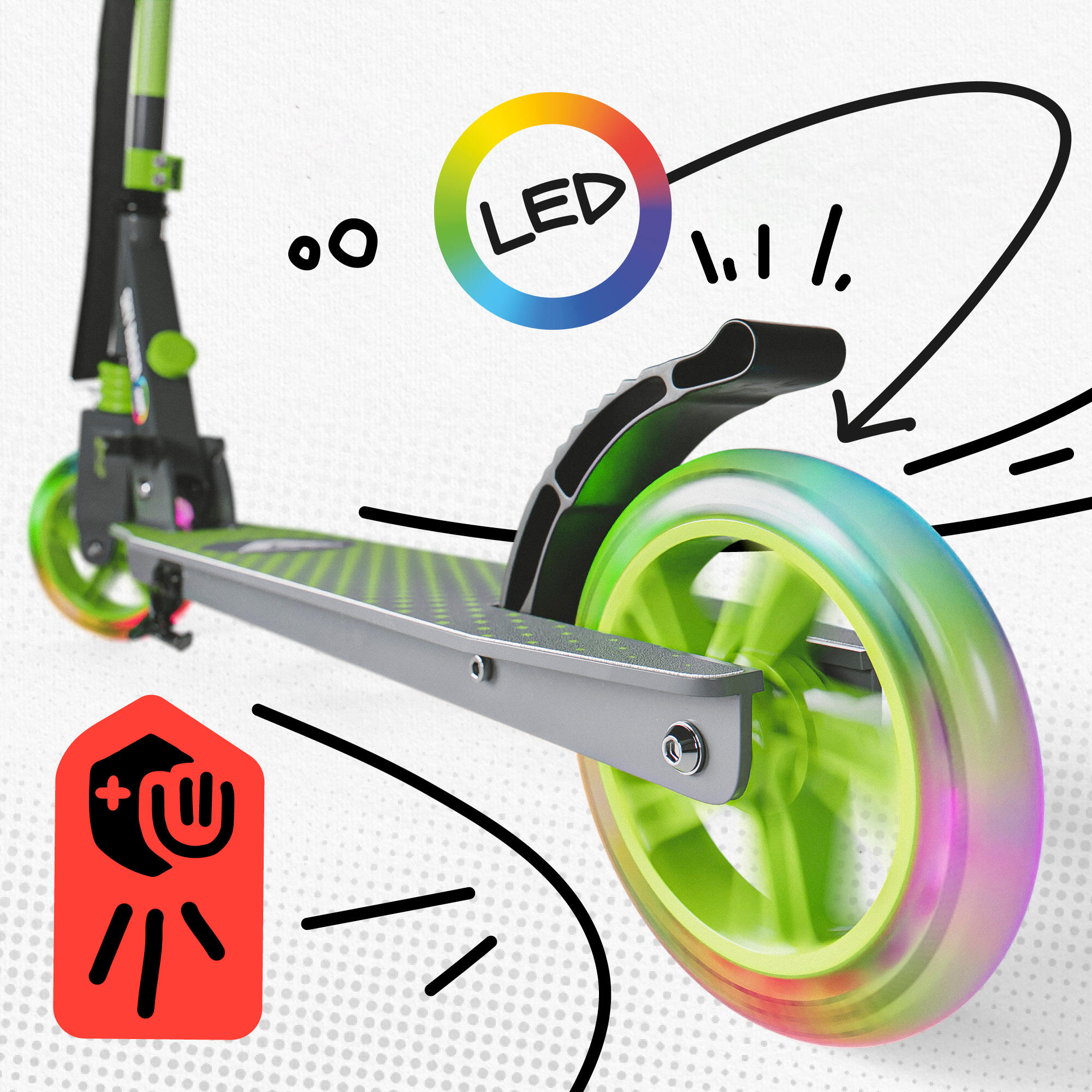 Apollo SkyRacer Trottinette 145 mm à suspension LED pliable 3/7