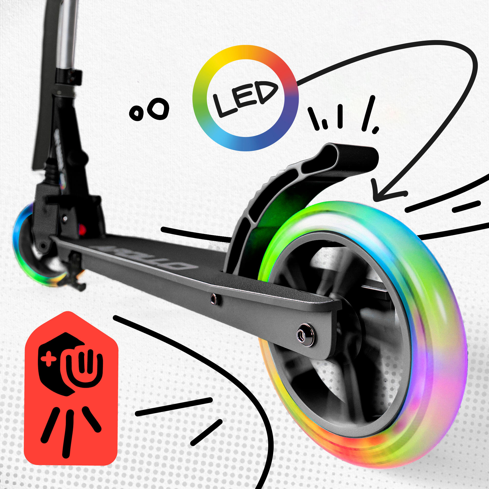 Apollo SkyRacer Trottinette 145 mm à suspension LED pliable 3/7