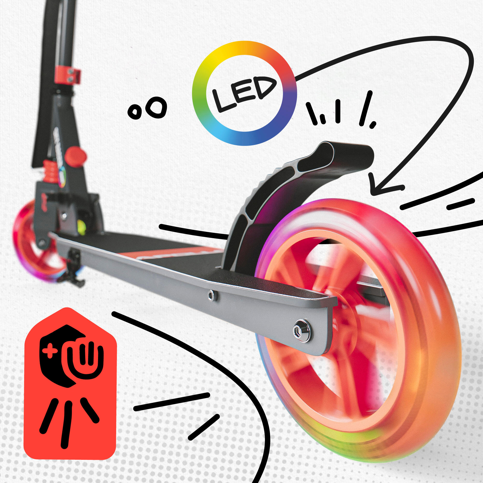 Apollo SkyRacer Trottinette 145 mm à suspension LED pliable 3/7