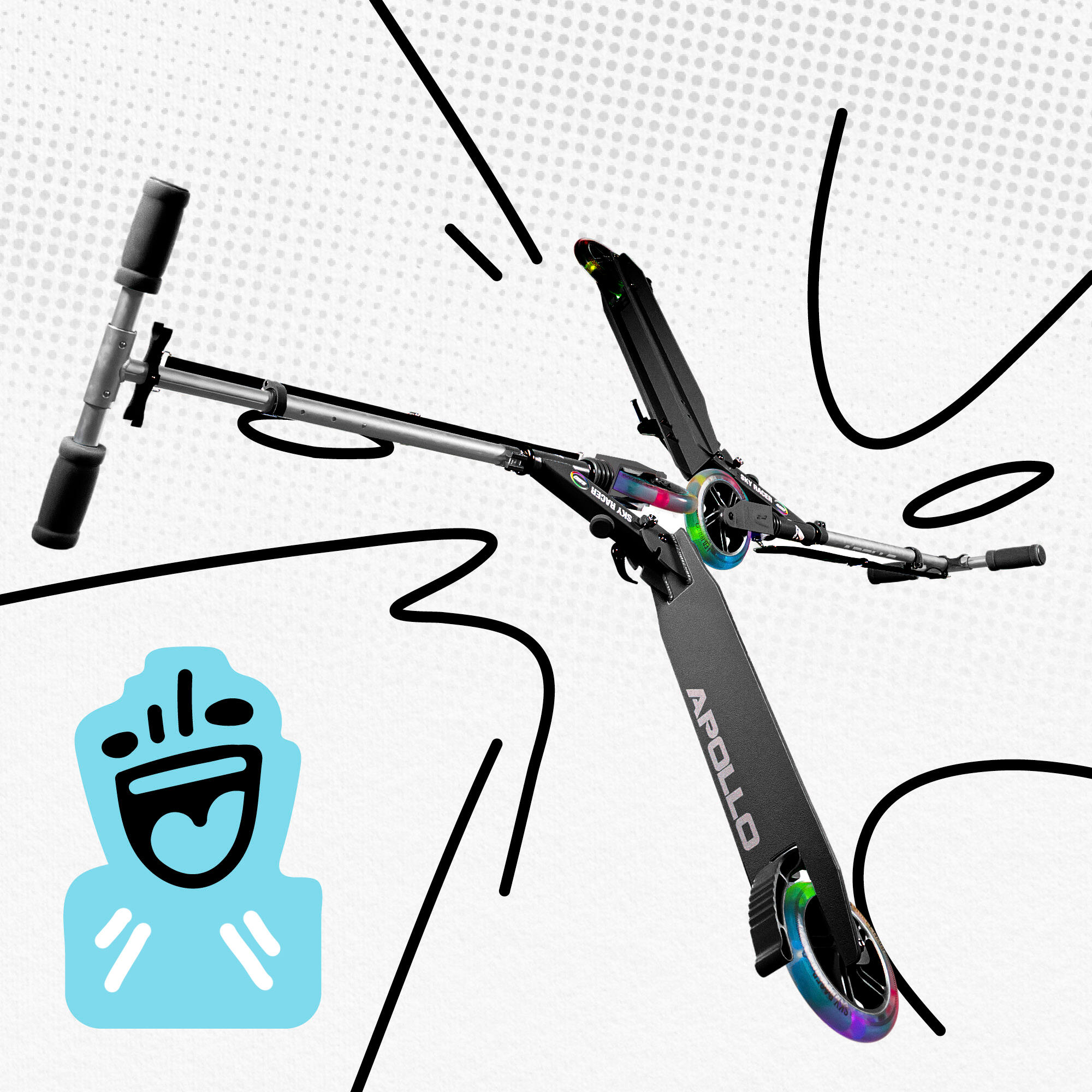 Apollo SkyRacer Trottinette 145 mm à suspension LED pliable 5/7