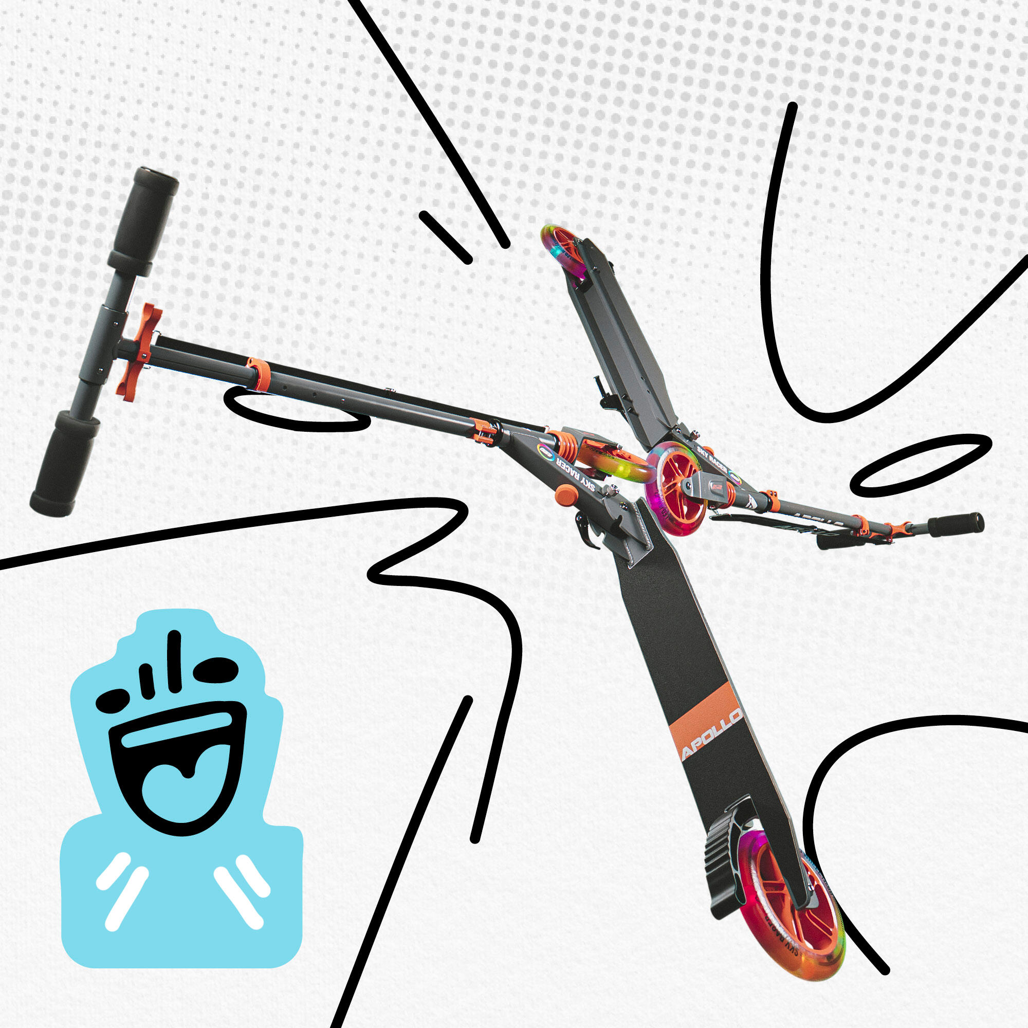 Apollo SkyRacer Trottinette 145 mm à suspension LED pliable 5/7