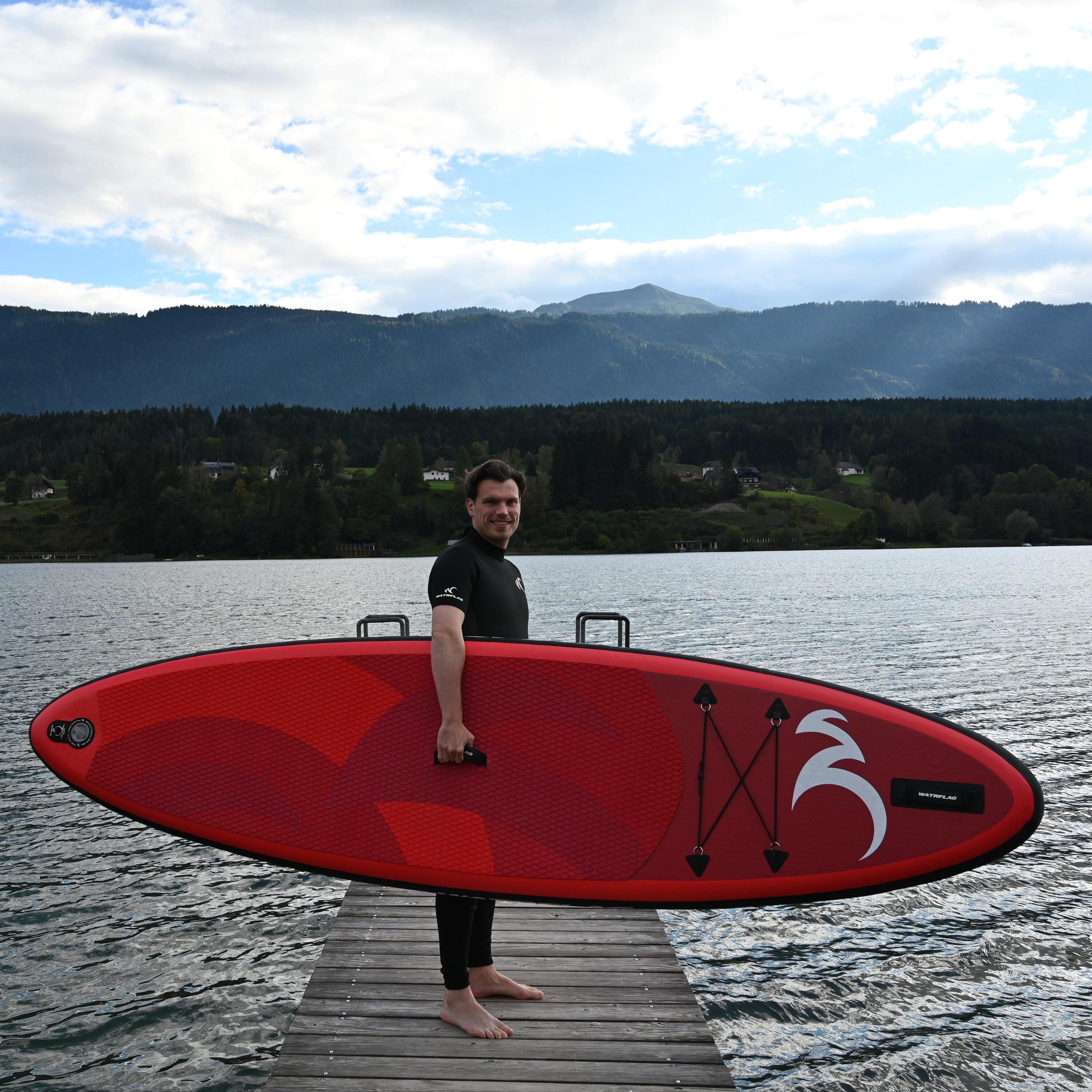 Tavola da SUP gonfiabile WATRFLAG Flow Rosso 10'2” ALLROUND + Borse impermeabili 3/7