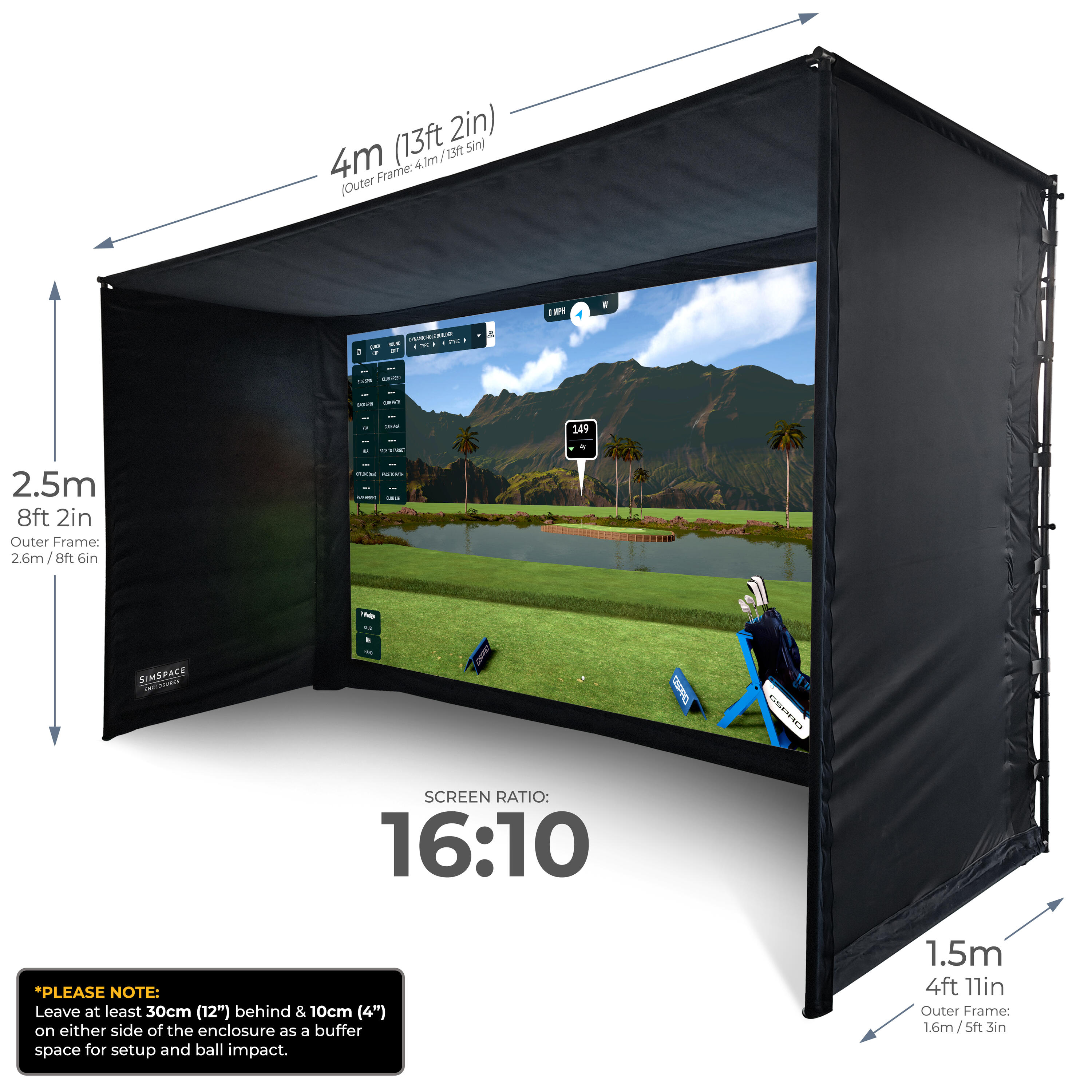 Golf Simulator Enclosure avec Impact Screen 4 x 2.5 x 1.5m 3/7