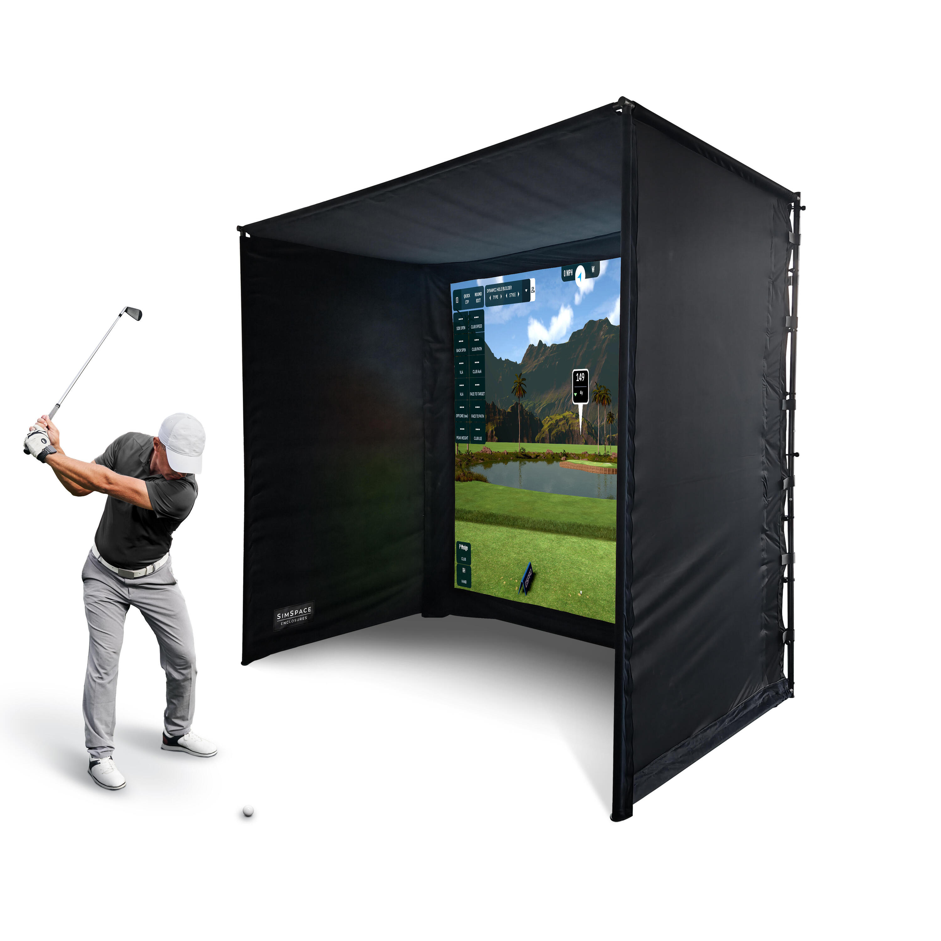 Enceinte de simulateur de golf avec écran d’impact 2,6 x 2,5 x 1,5 m 2/7