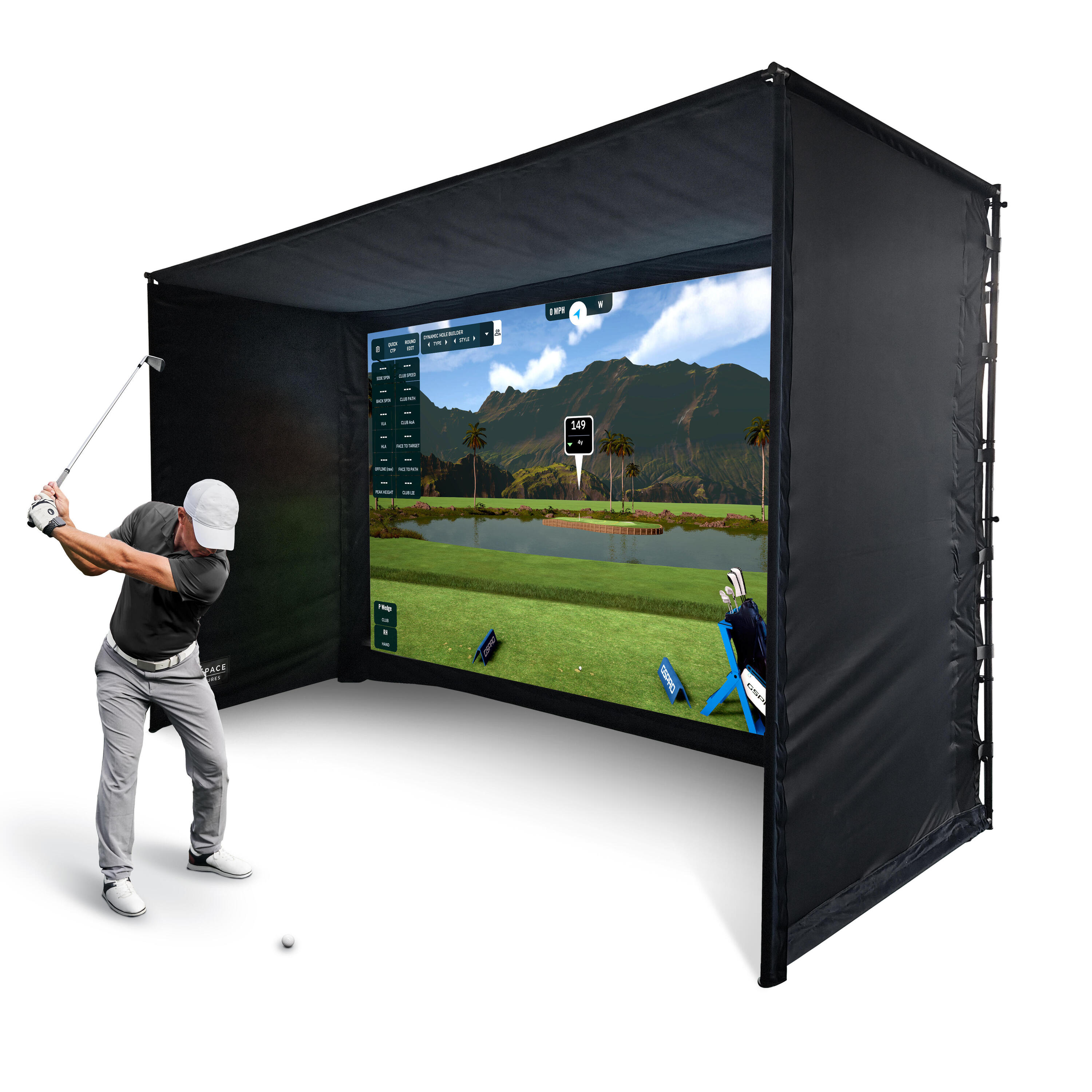 Gabinete de simulador de golfe com tela de impacto - 3,6 x 2,5 x 1,5 m 2/7