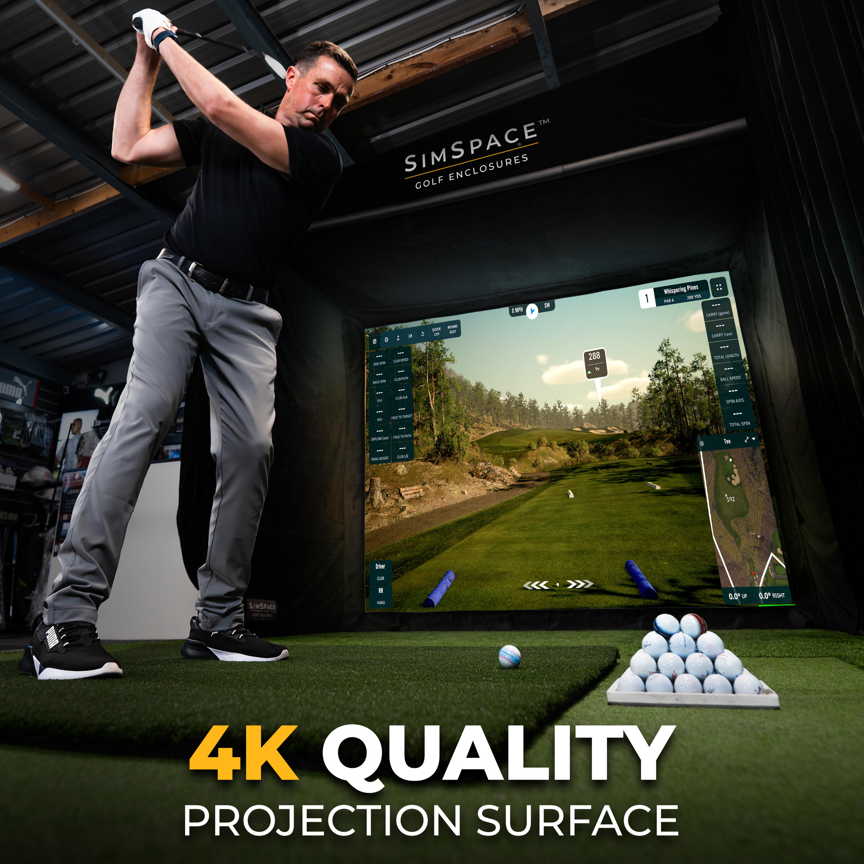 Golfsimulatorbehuizing met impactscherm 3 x 3 x 3 m 4/7