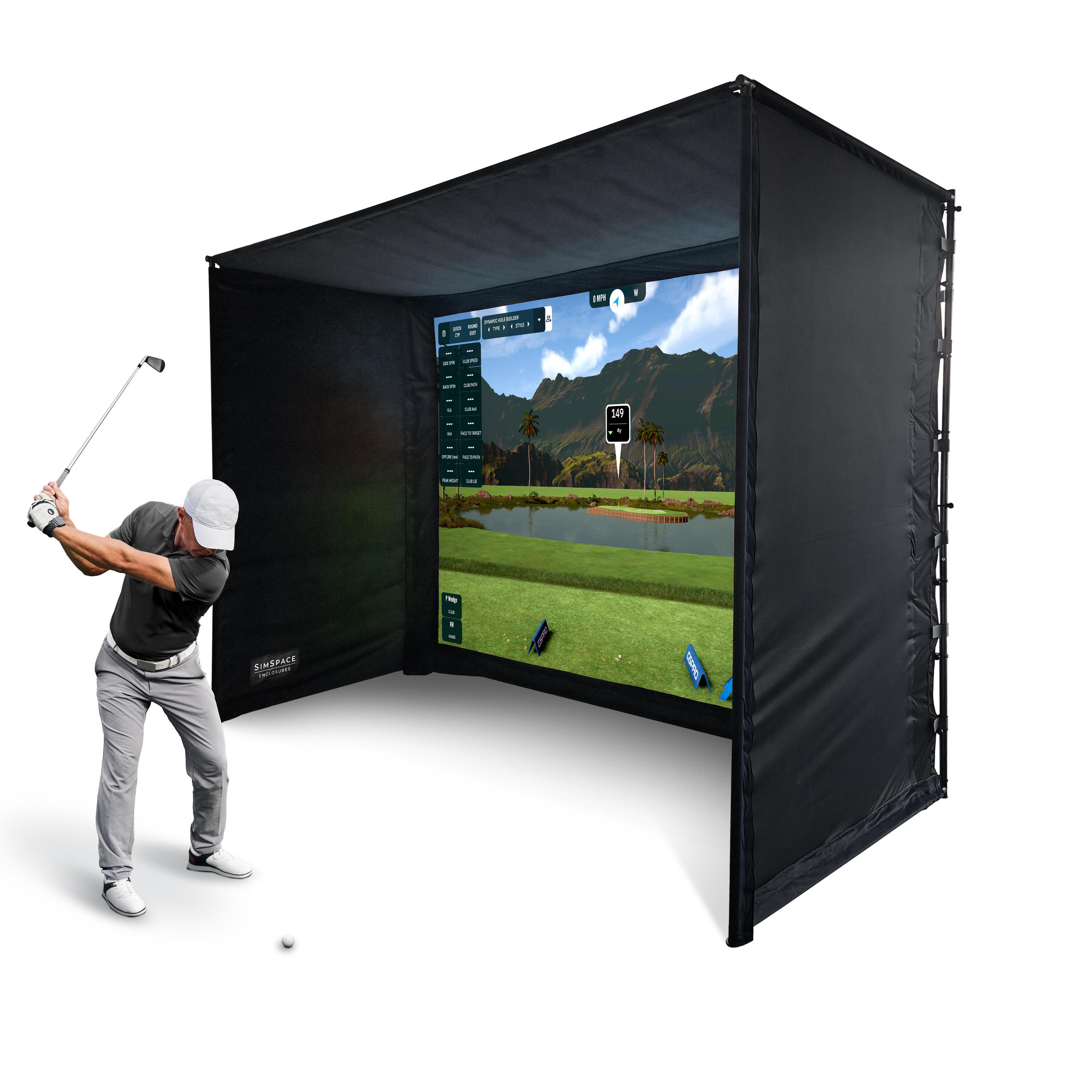 Boîtier simulateur de golf avec écran d’impact - 3 x 2,5 x 1,5 m 2/7