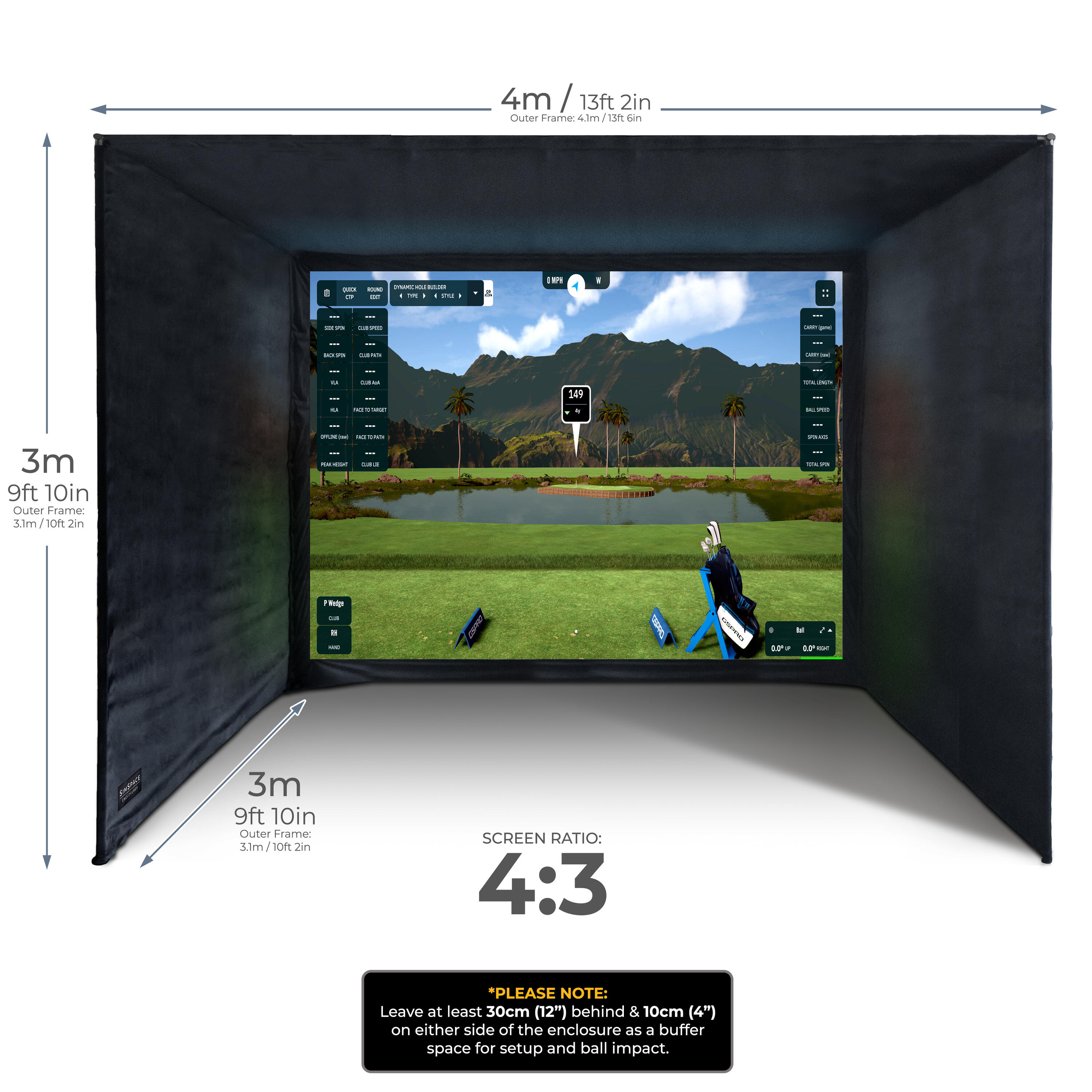 Golf Simulator Enclosure avec Impact Screen 4 x 3 x 3m 2/7