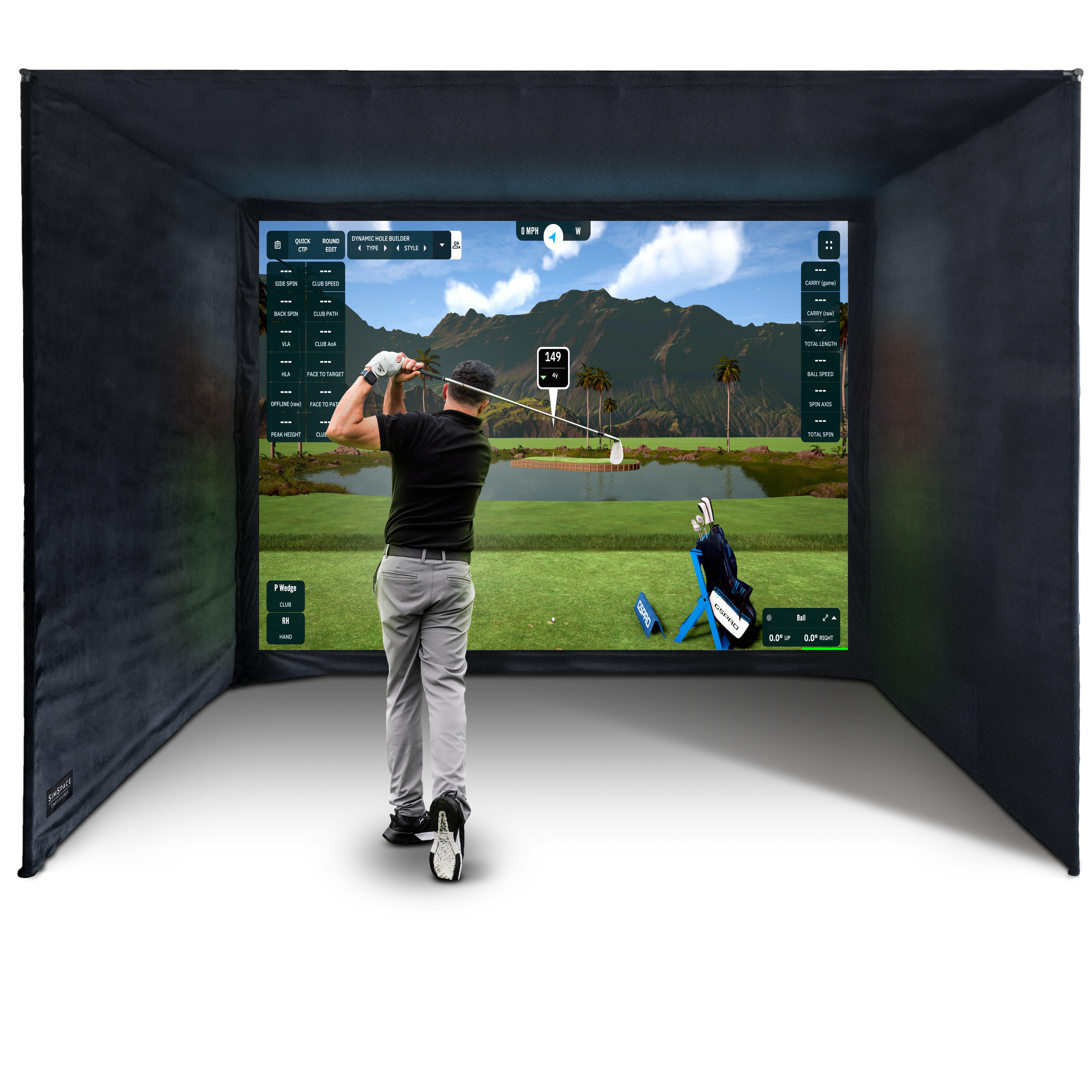 Simspace  - Enceinte Pour Simulateur De Golf Avec Écran D'Impact 3 X 3 X 3m - Simulateur De Golf - Blanc|noir - Taille Unique - Decathlon