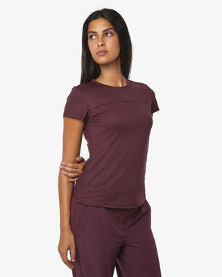 t-shirt verde militare da donna in mat. sintetico da fitness