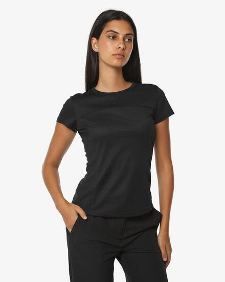 t-shirt verde militare da donna in mat. sintetico da fitness