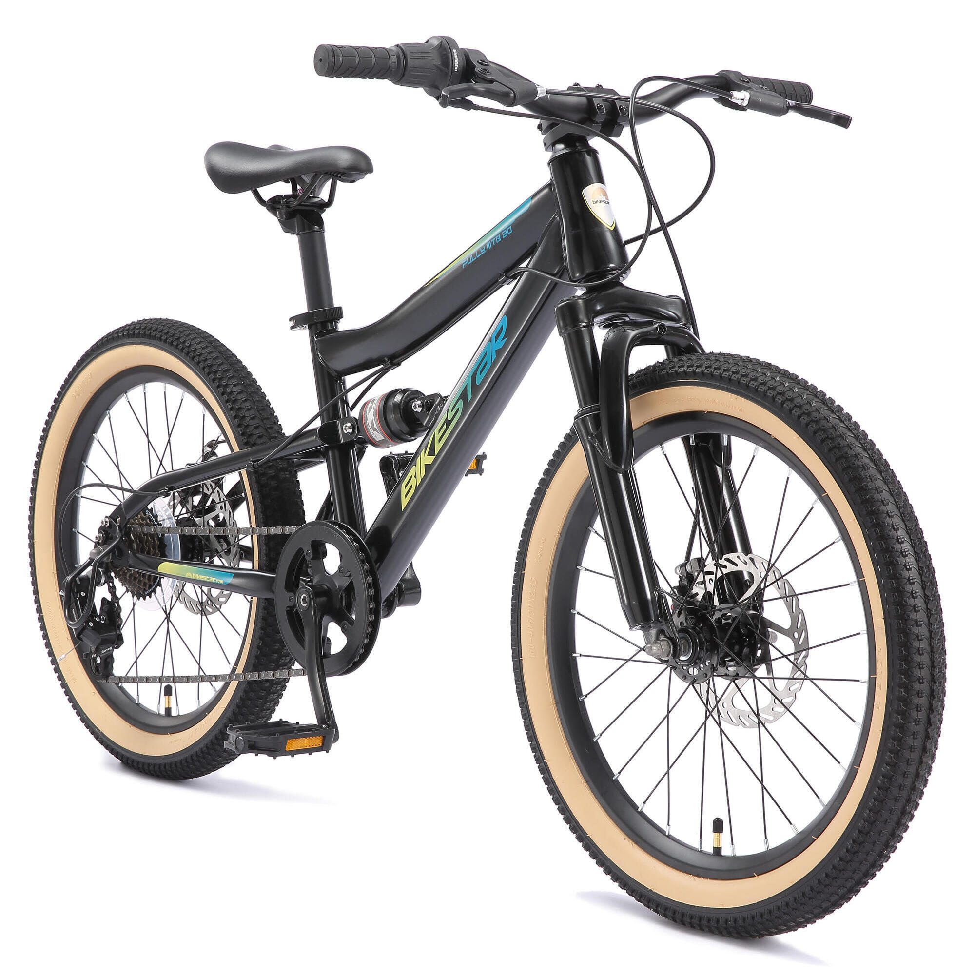 Bikestar - Vtt 20" Vélo Enfant 6 Ans, Tout Suspendu, 21 Vitesses, Frein À Disque - Vélo Enfant - Noir - 20" - Decathlon