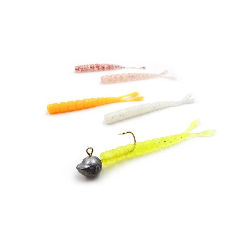 GRUB MUSTAD AJI MICRO PILO 5 CM CLEAR RAINBOW GLITTER, 15 BUC / PLIC