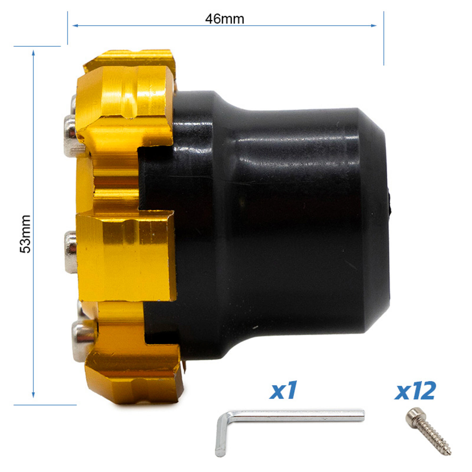 Protector decorativo anticaídas para eje motor o llanta EWTB-006 dorado 2/5