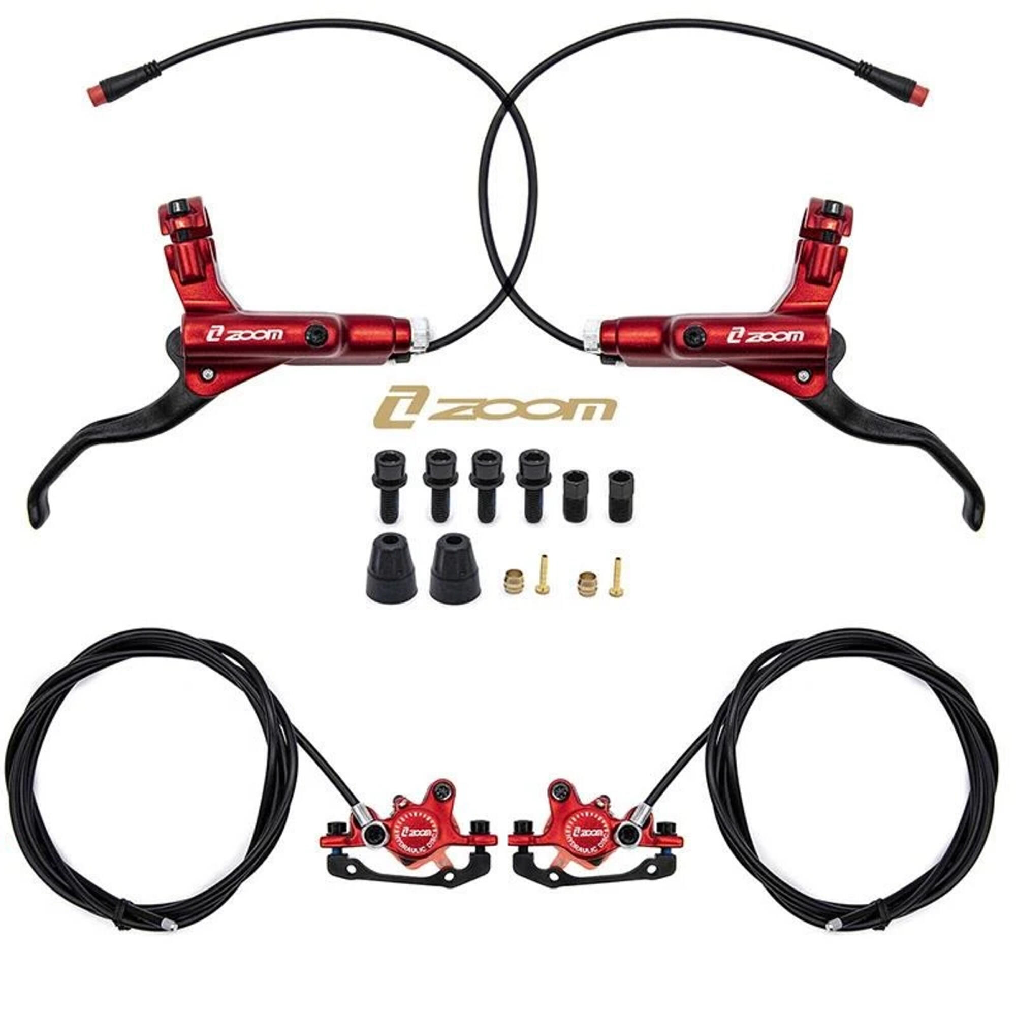 Kit de freno hidráulico rojo CR-3 Delantero L trasero R [Zoom] 2/5