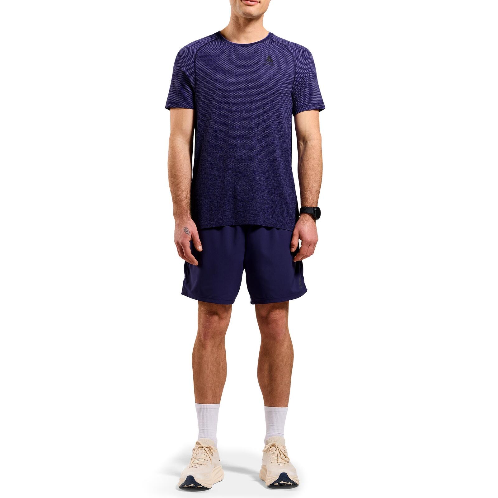 T-Shirt Running Homme Odlo Essentials Seamless Bleu Foncé 5/5