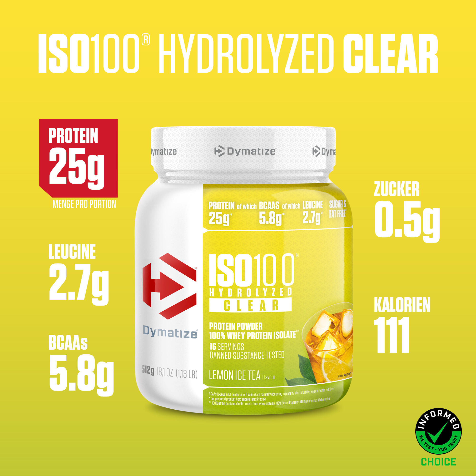 Dymatize ISO 100 Clear (512g) Lemon Ice Tea - Protéines - Protéines claires 2/6