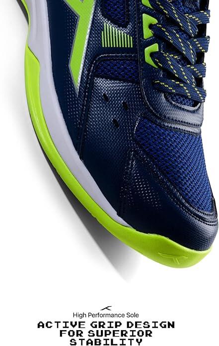 Scarpe Da Badminton Professionali HUNDRED Xoom Uomo - Ecopelle, Tecnologia X-Cushion, Per Sport Indoor (Blu/Bianco)