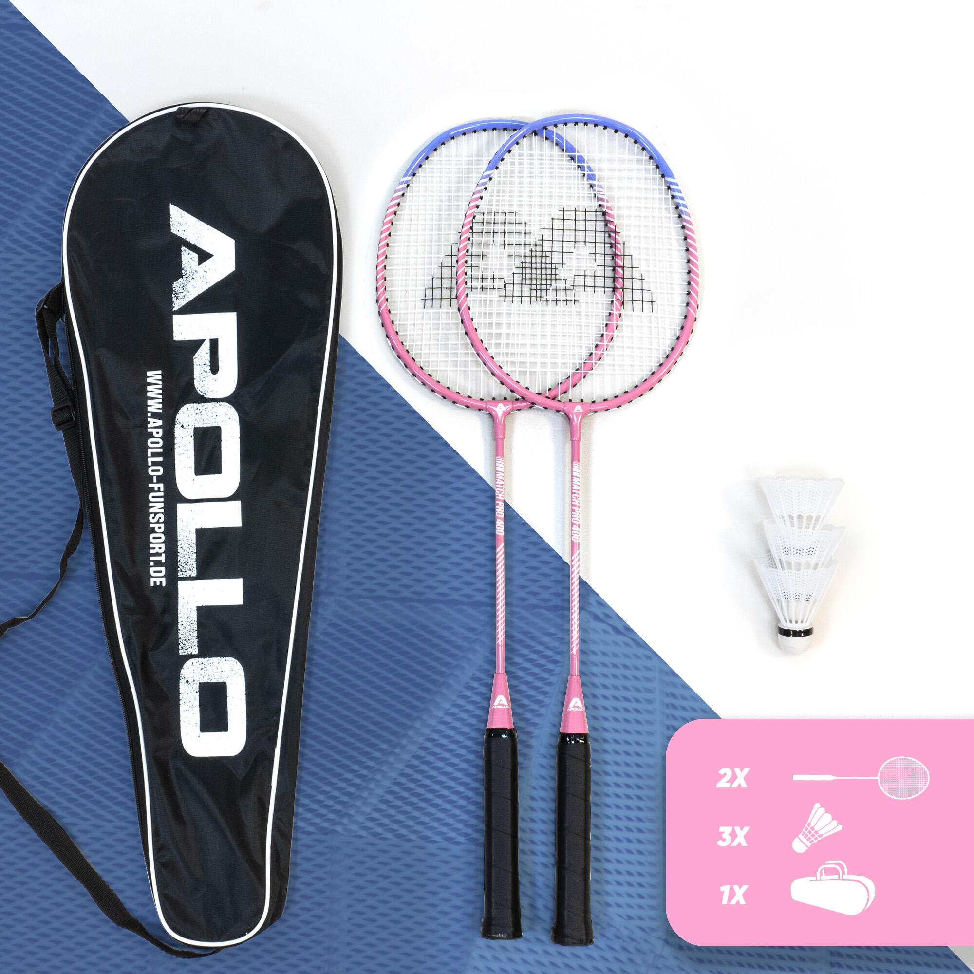 Set Apollo Badminton Match Pro 400 – 2 raquettes, volants & sac 3/7