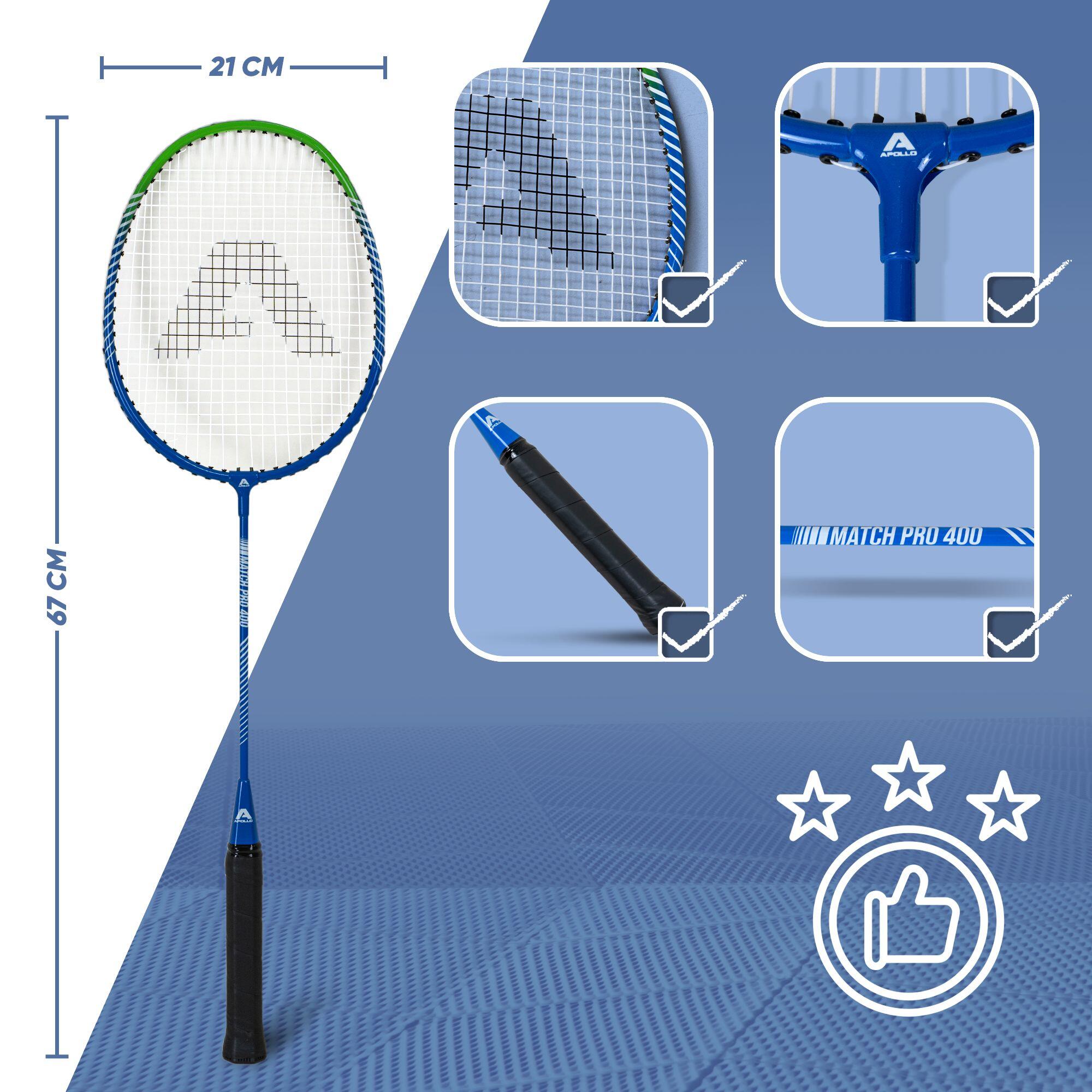 Set Apollo Badminton Match Pro 400 – 2 raquettes, volants & sac 2/7