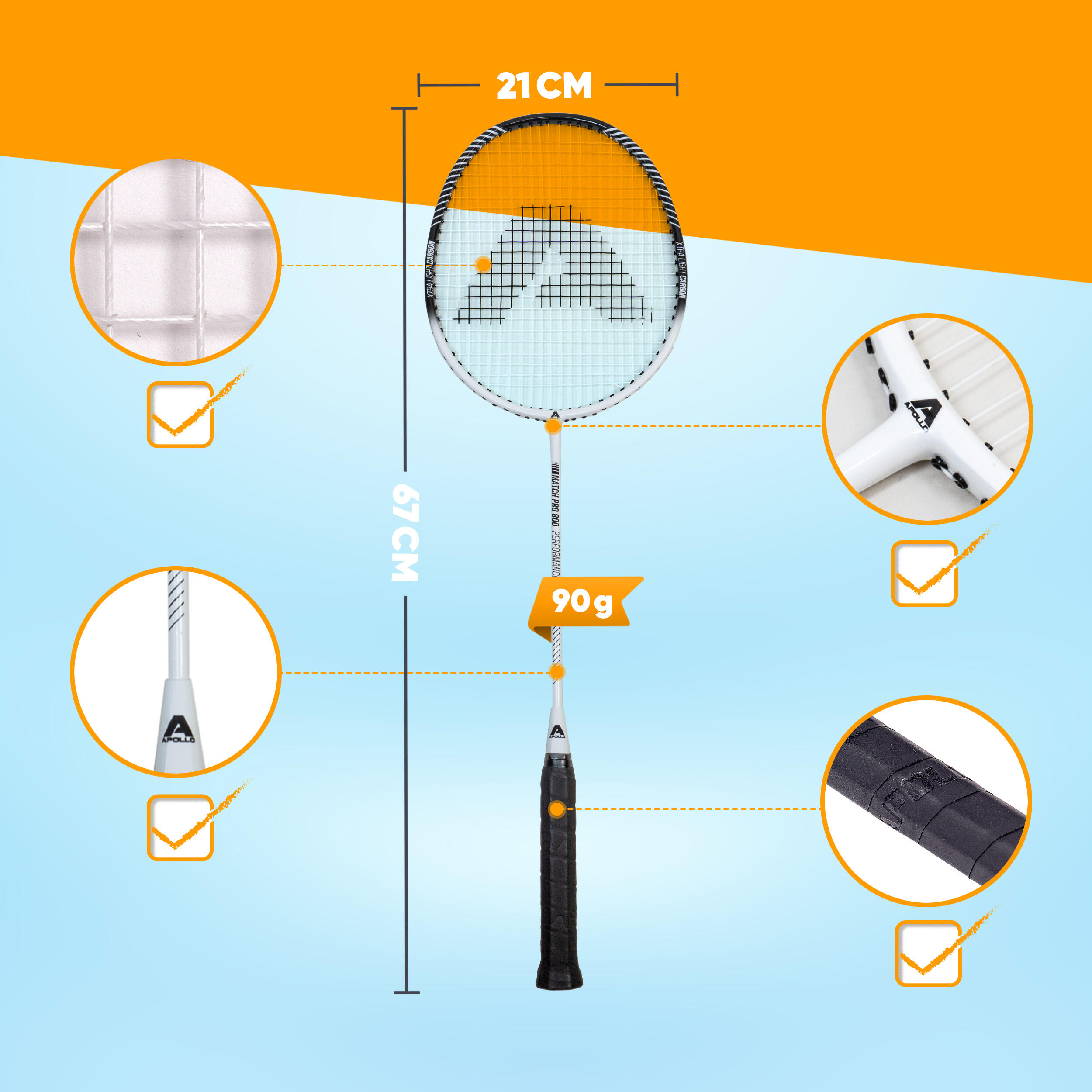 Set Apollo Badminton Match Pro 800 – 2 raquettes, volants & sac 2/7