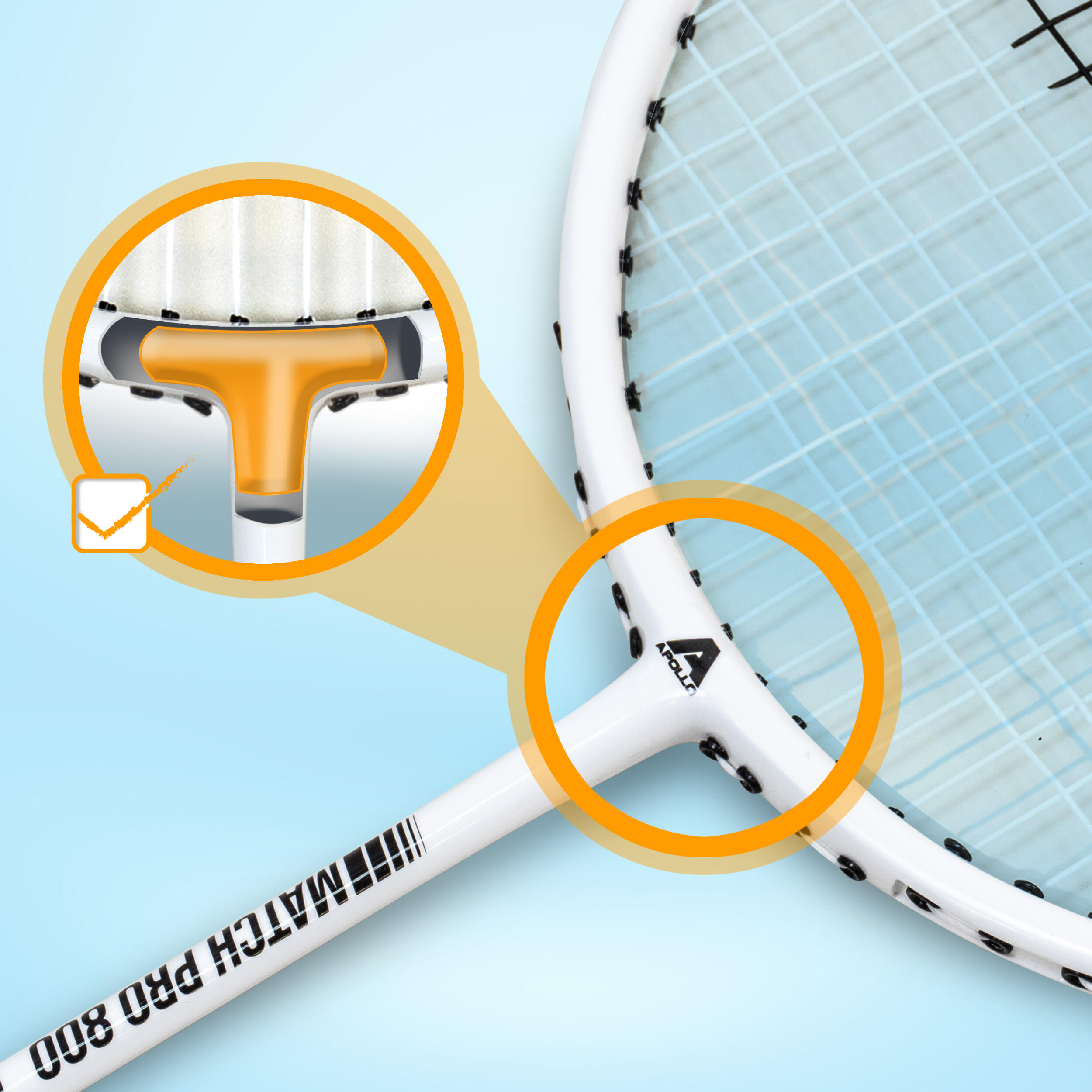 Set Badminton Apollo Match Pro 400 – raquettes de badminton avec housse et volants – White/Black - Sport