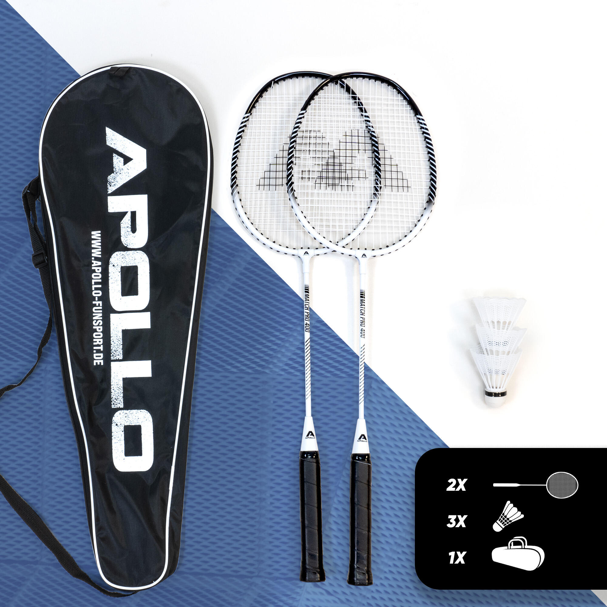 Set Apollo Badminton Match Pro 400 – 2 raquettes, volants & sac 3/7