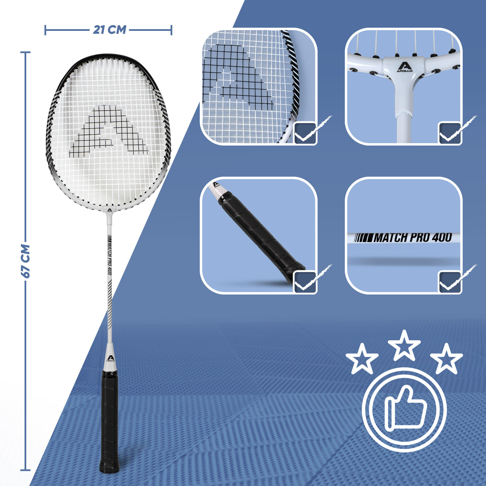 Set Apollo Badminton Match Pro 400 – 2 raquettes, volants & sac 2/7