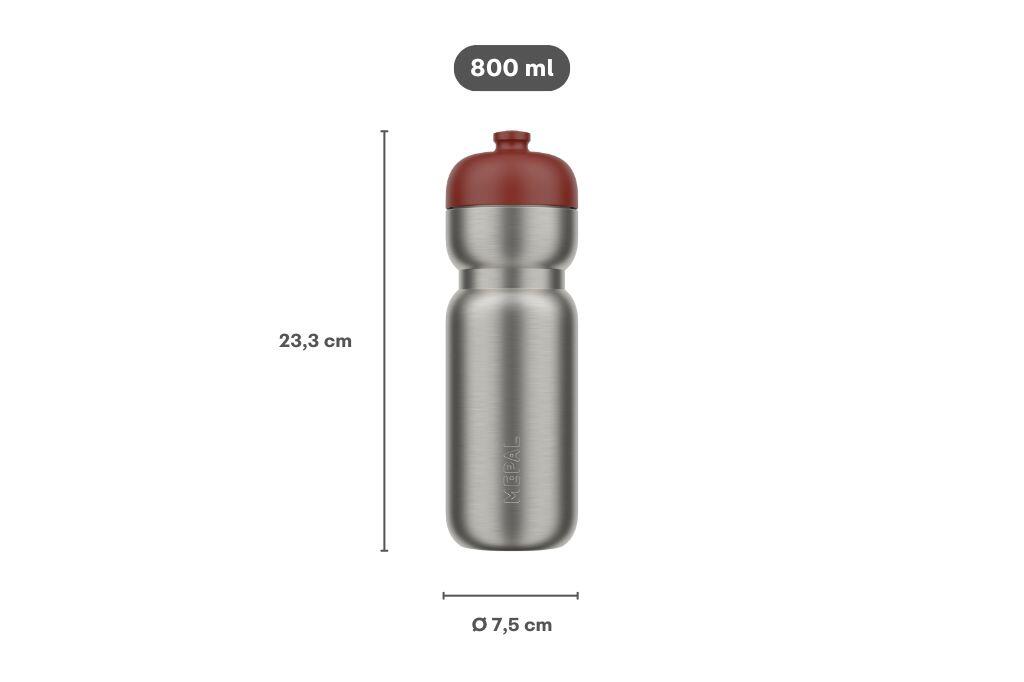 Mepal Sport 800 ml Edelstahl Trinkflasche Pull - Mountain red 3/7