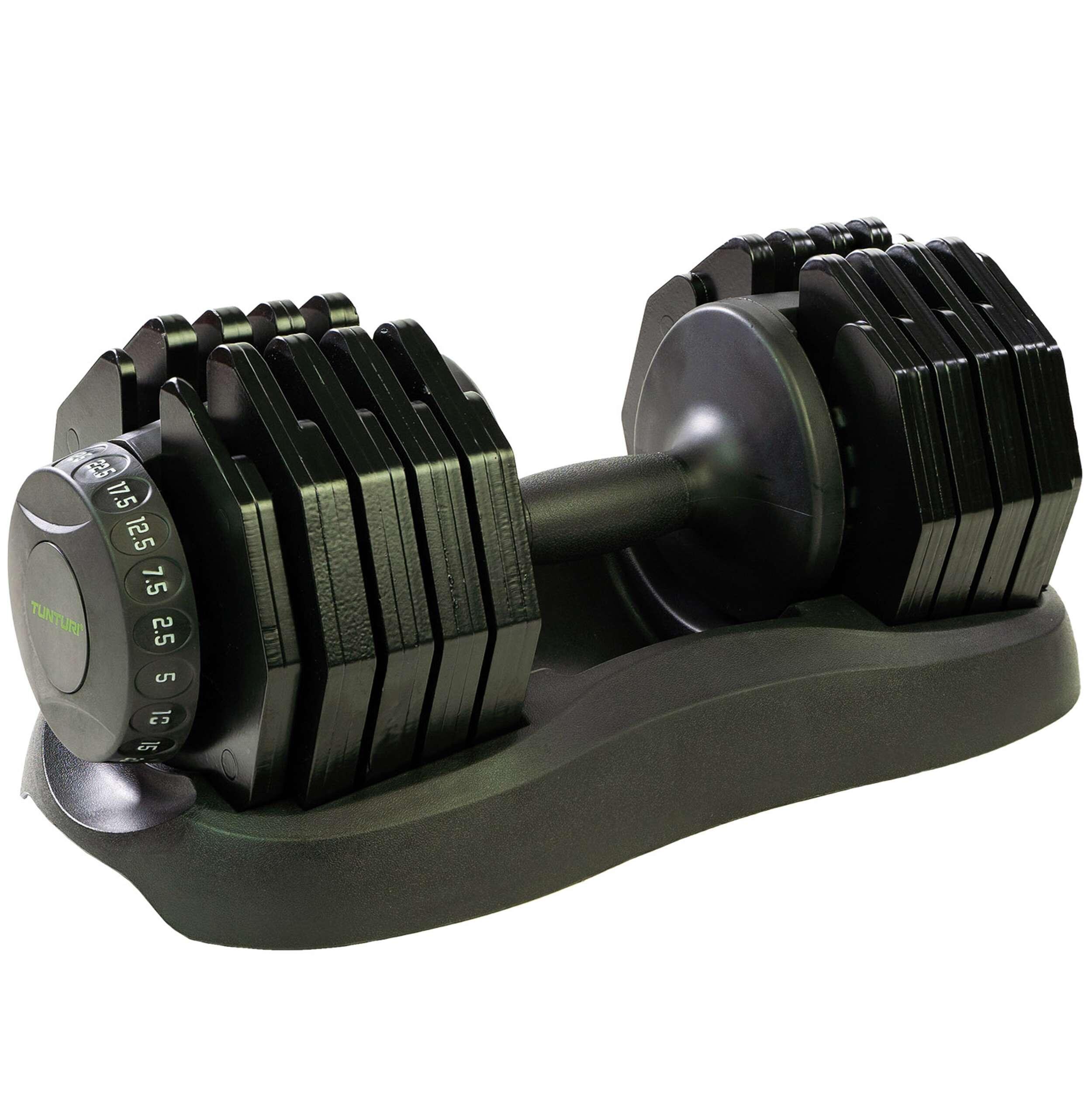 TUNTURI Single adjustable Dumbbell - Selector dumbbell - 2.5kg to 25kg
