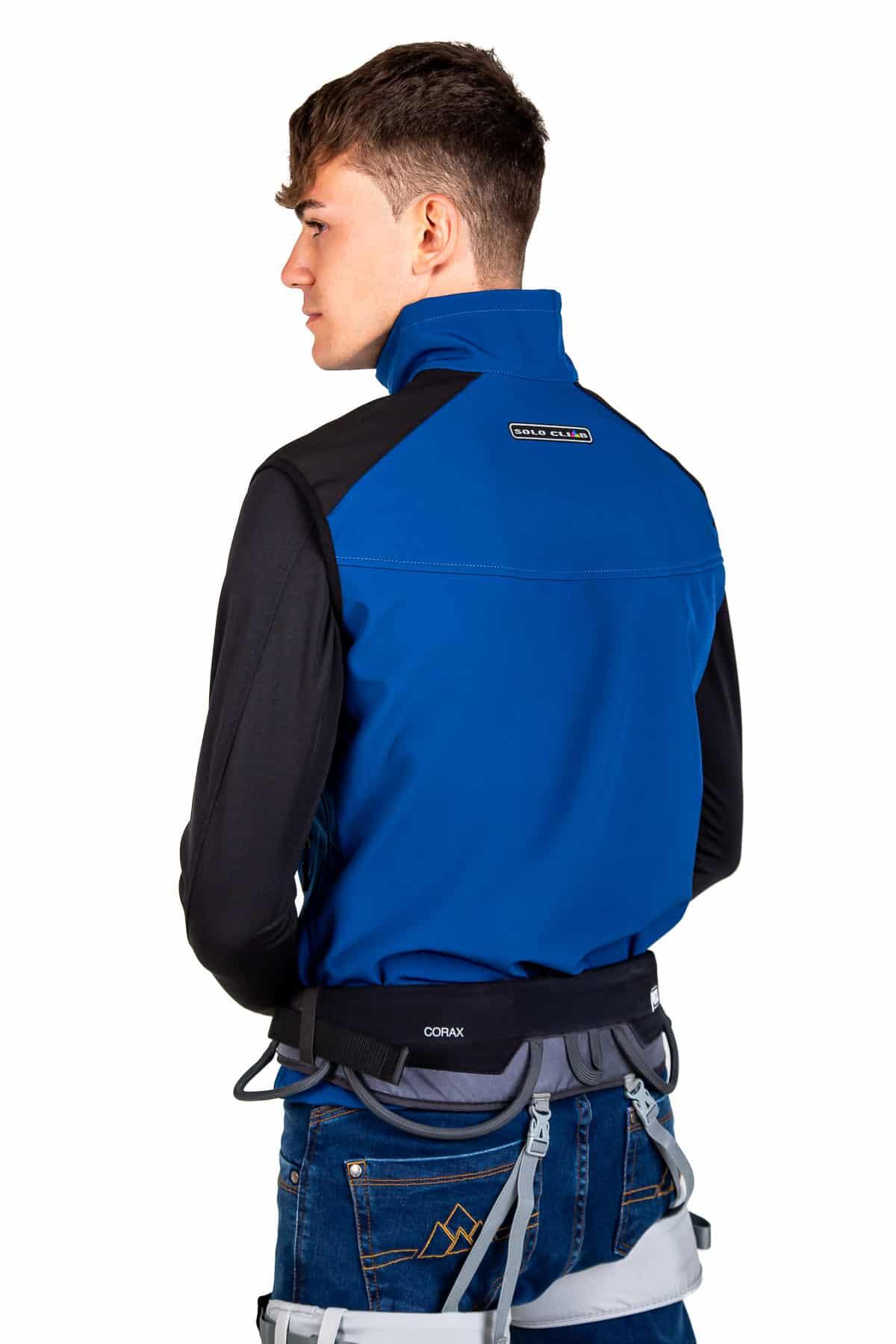 Chaleco Cortaviento de Escalada y Trekking Torso Hombre Azul-Gris 4/6