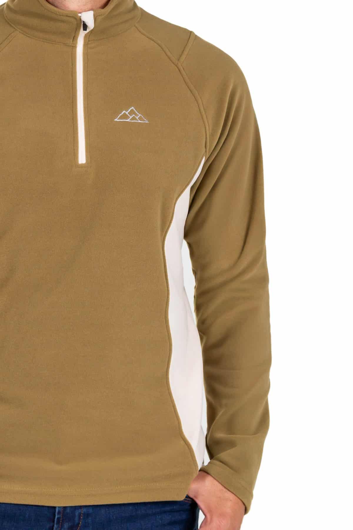 Forro Polar Elástico de Montaña y Trekking Dune Hombre Oliva-Beige 2/6