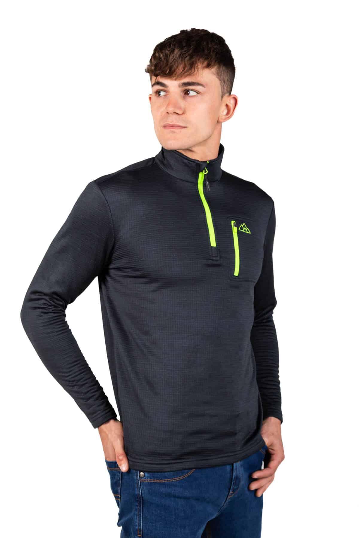 Forro Polar Transpirable de Montaña y Trekking Raptor Black Hombre Verde 2/4