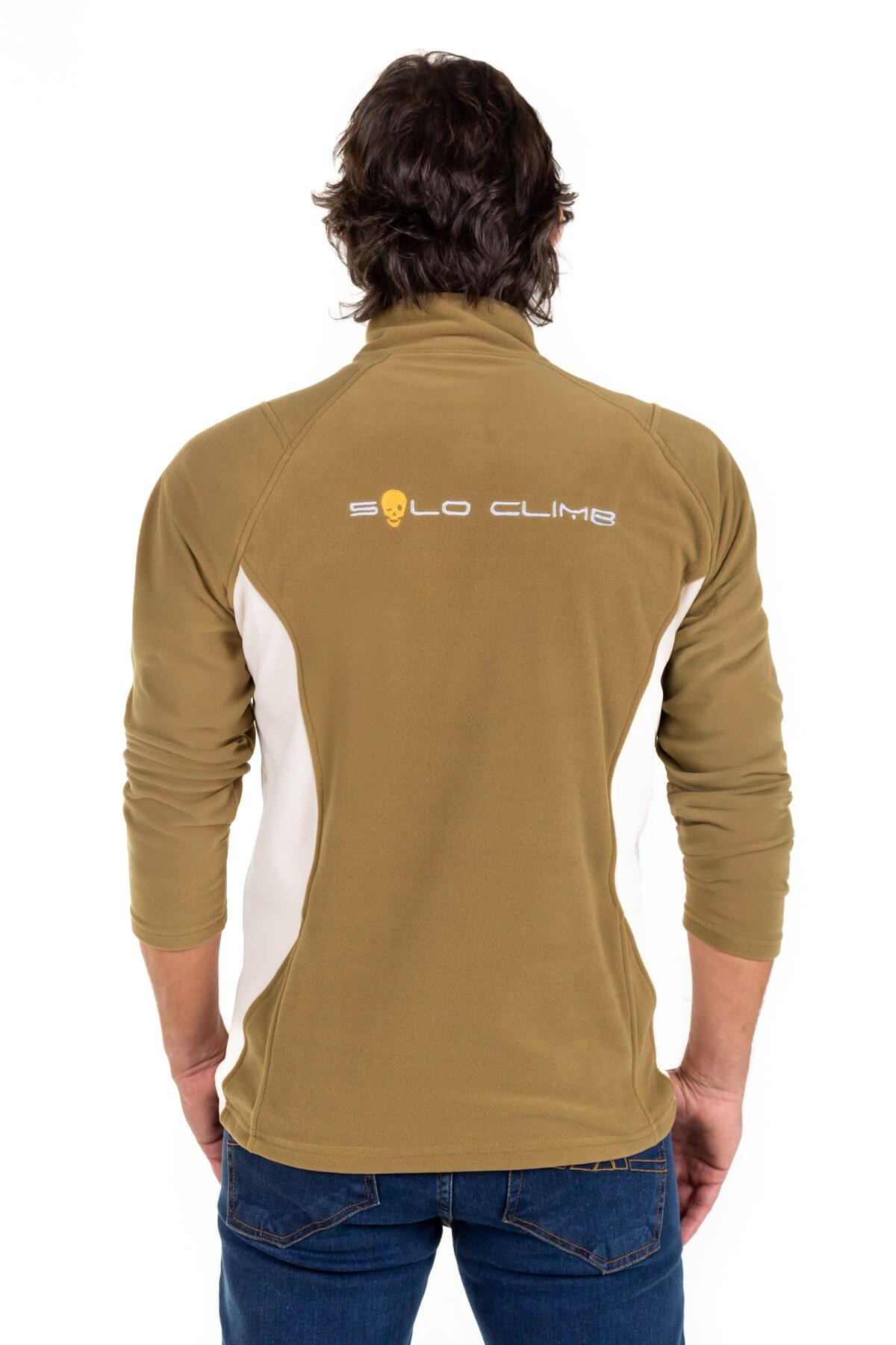 Forro Polar Elástico de Montaña y Trekking Dune Hombre Oliva-Beige 4/6