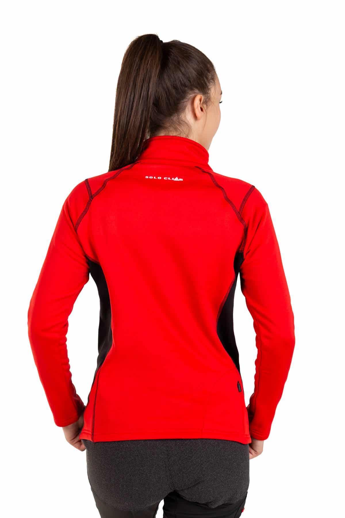 Forro Polar Elástico de Escalada y Alpinismo Power Hot Mujer Rojo-Negro 4/4