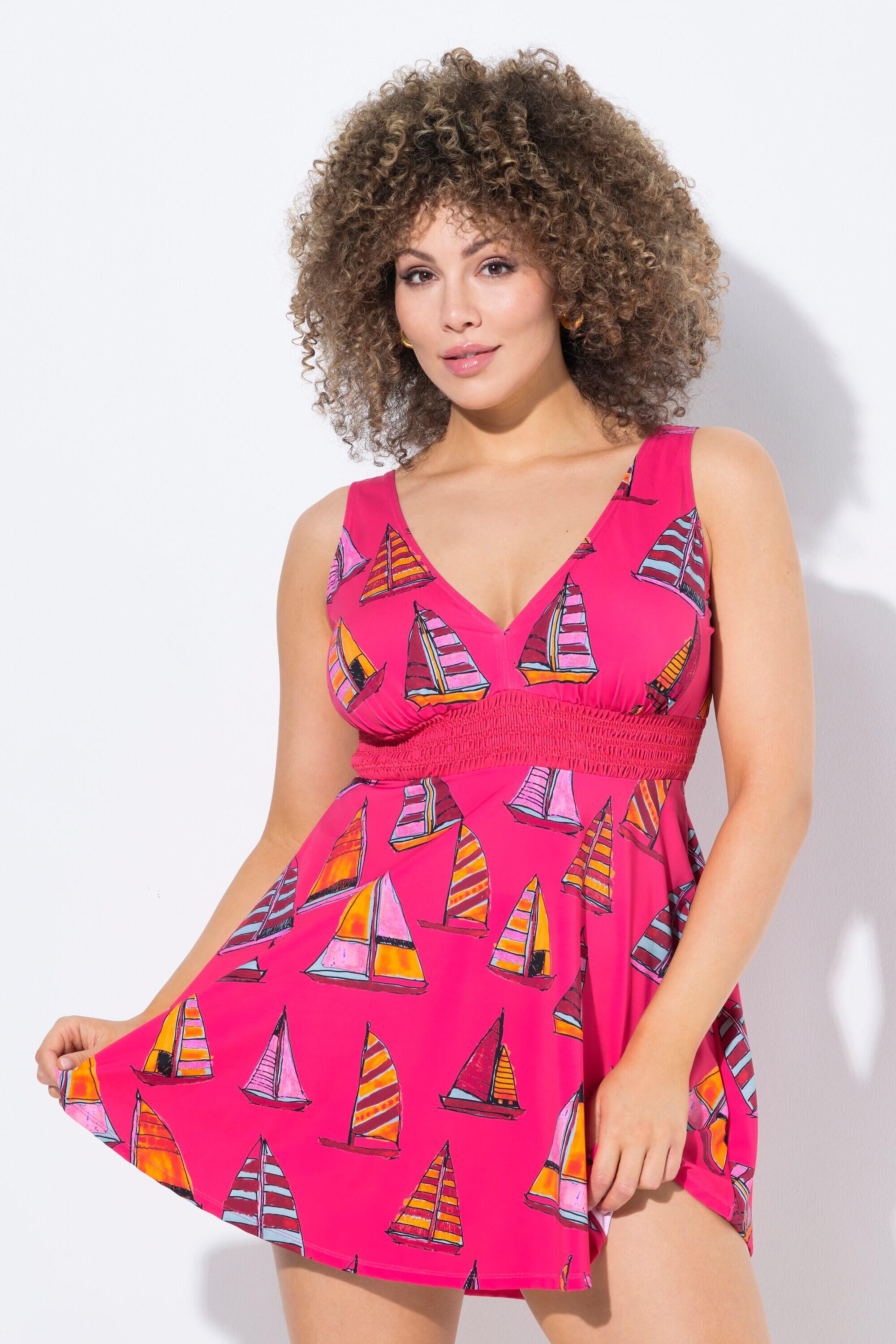 Femme Robe de bain motif voiliers. Bonnets souples. Matières recyclées 6/7