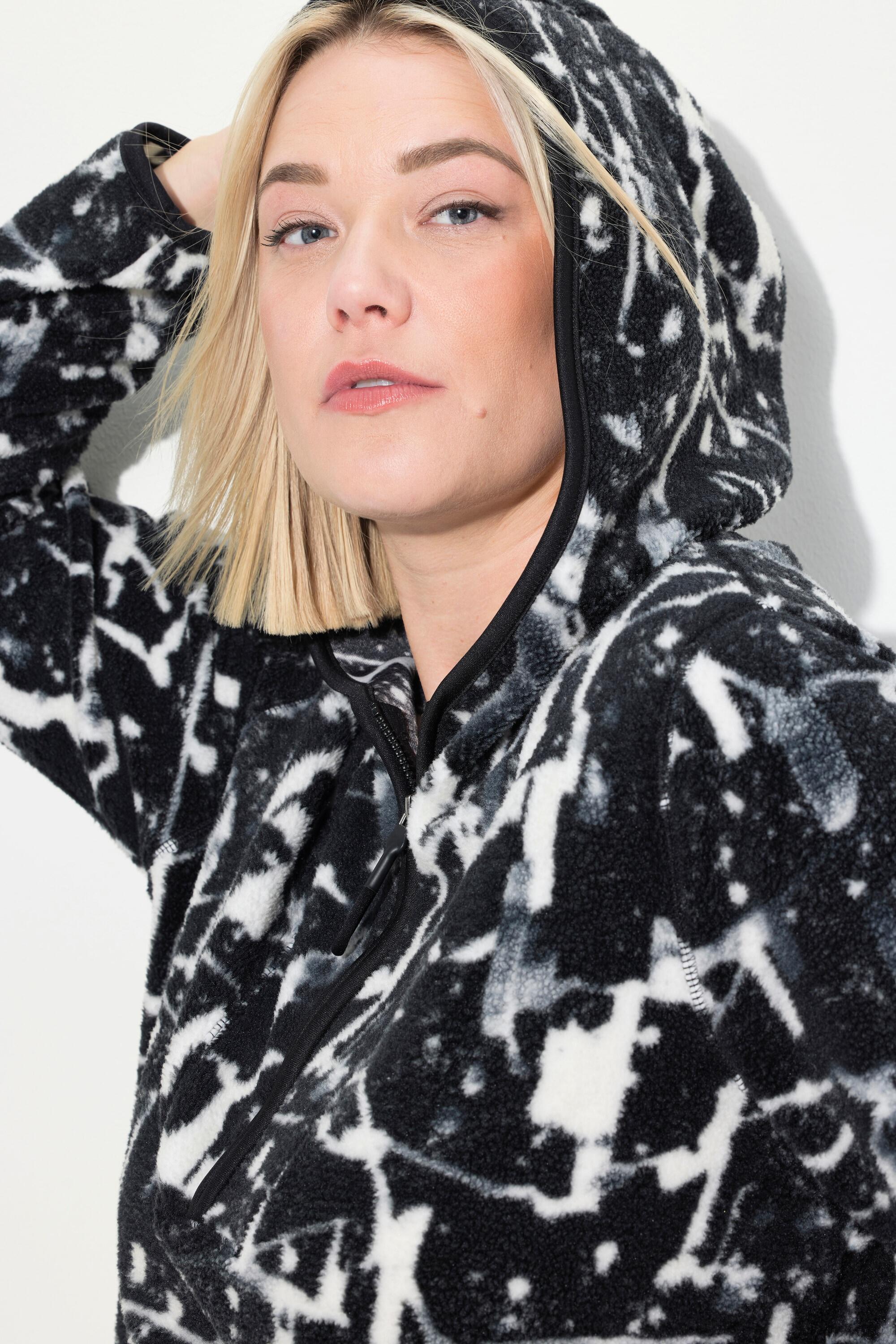 Femme Pull long à capuche et manches longues en polaire bouclée 3/7