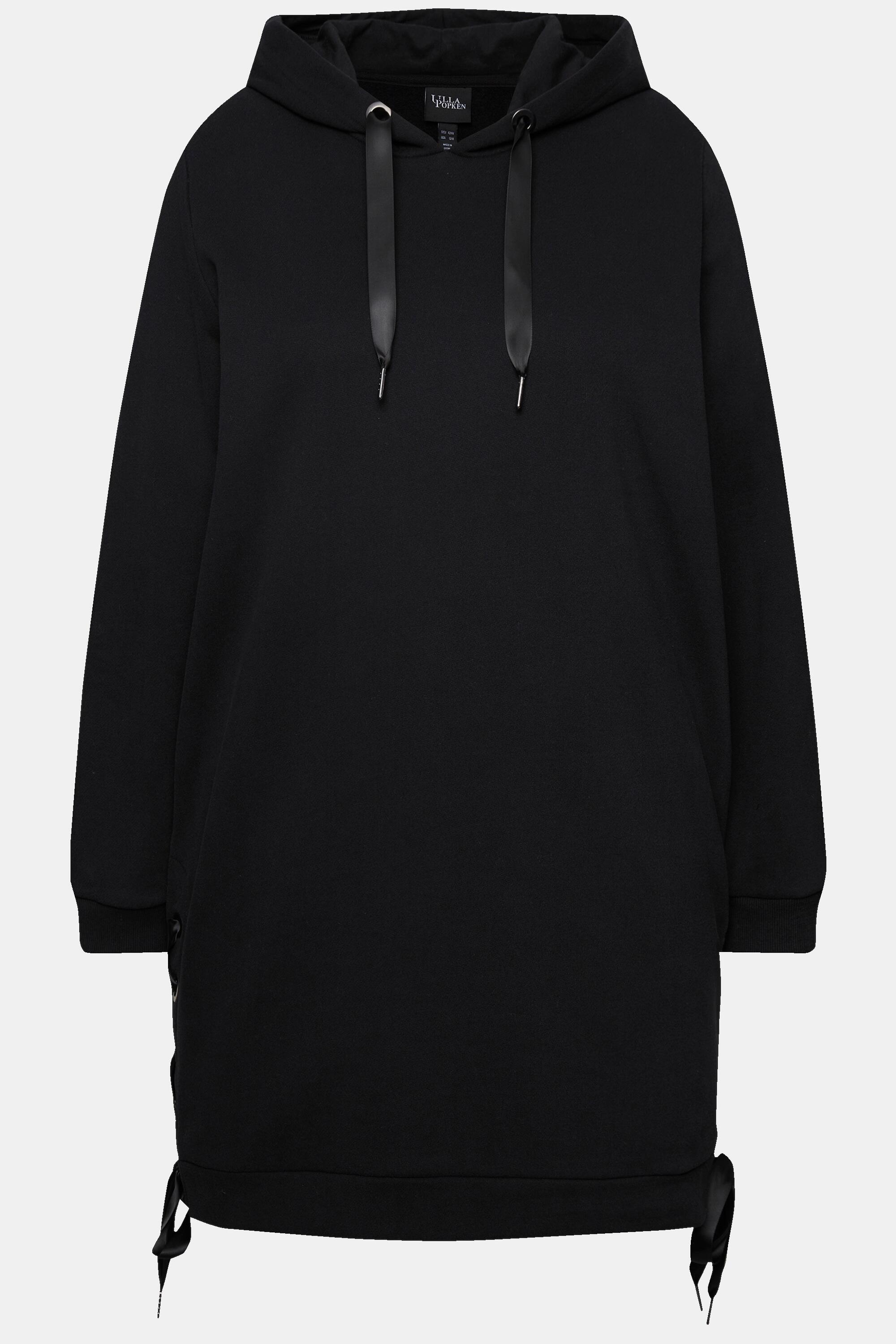 Femme Long sweat à capuche manches longues et bandes en satin 5/5