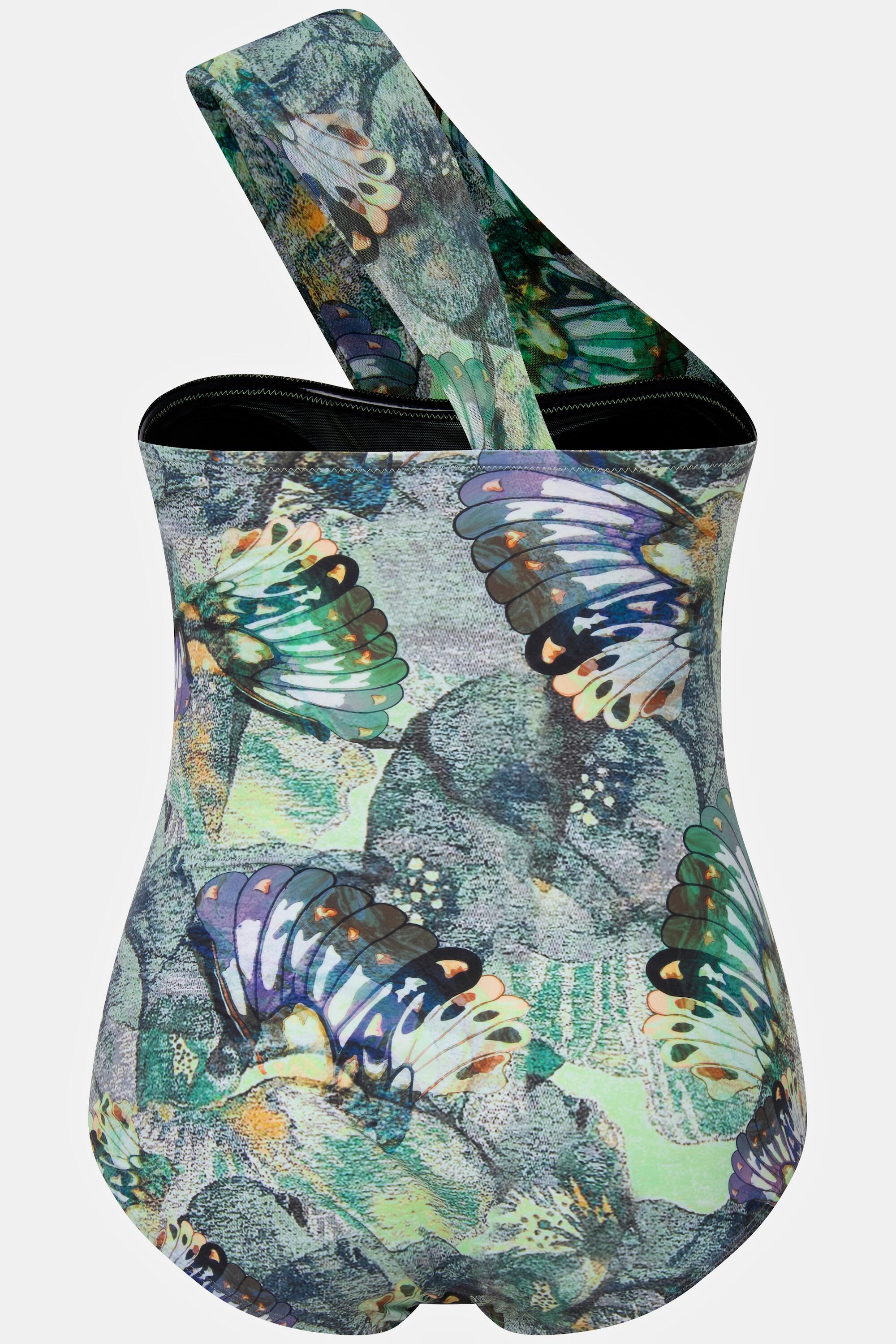 Femme Maillot de bain à imprimé papillons. Bonnets souples et bretelle en tulle. 6/6